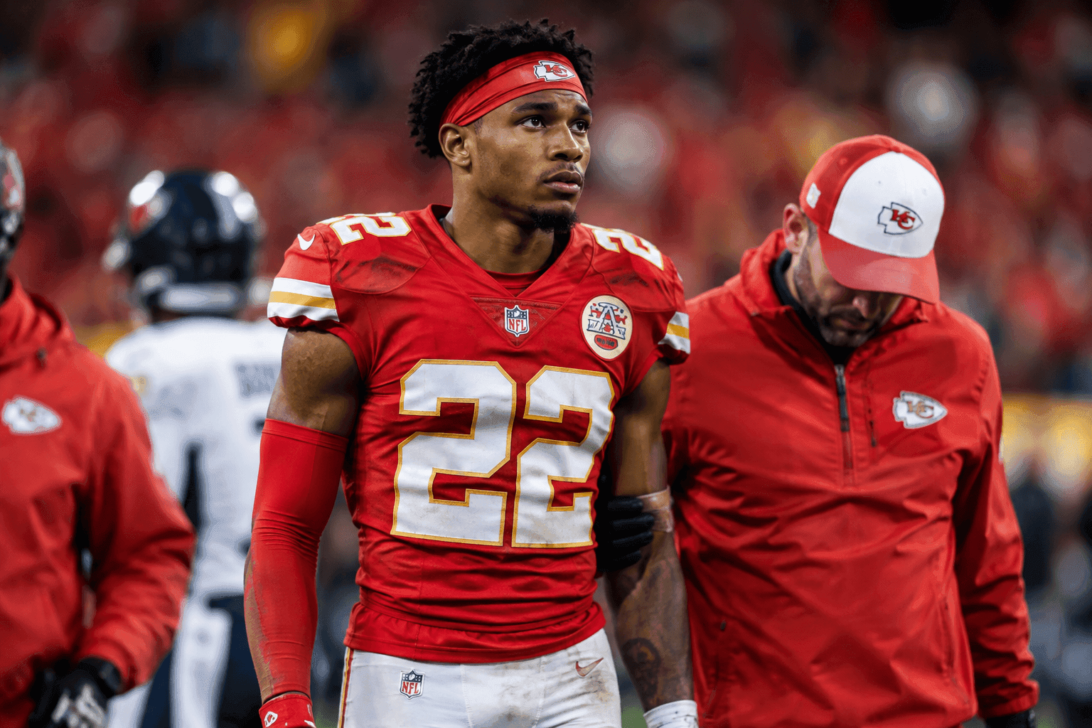 Editorial sports image for Chiefs Lose CB Mansoor Delane to Mid-Game Shoulder Injury