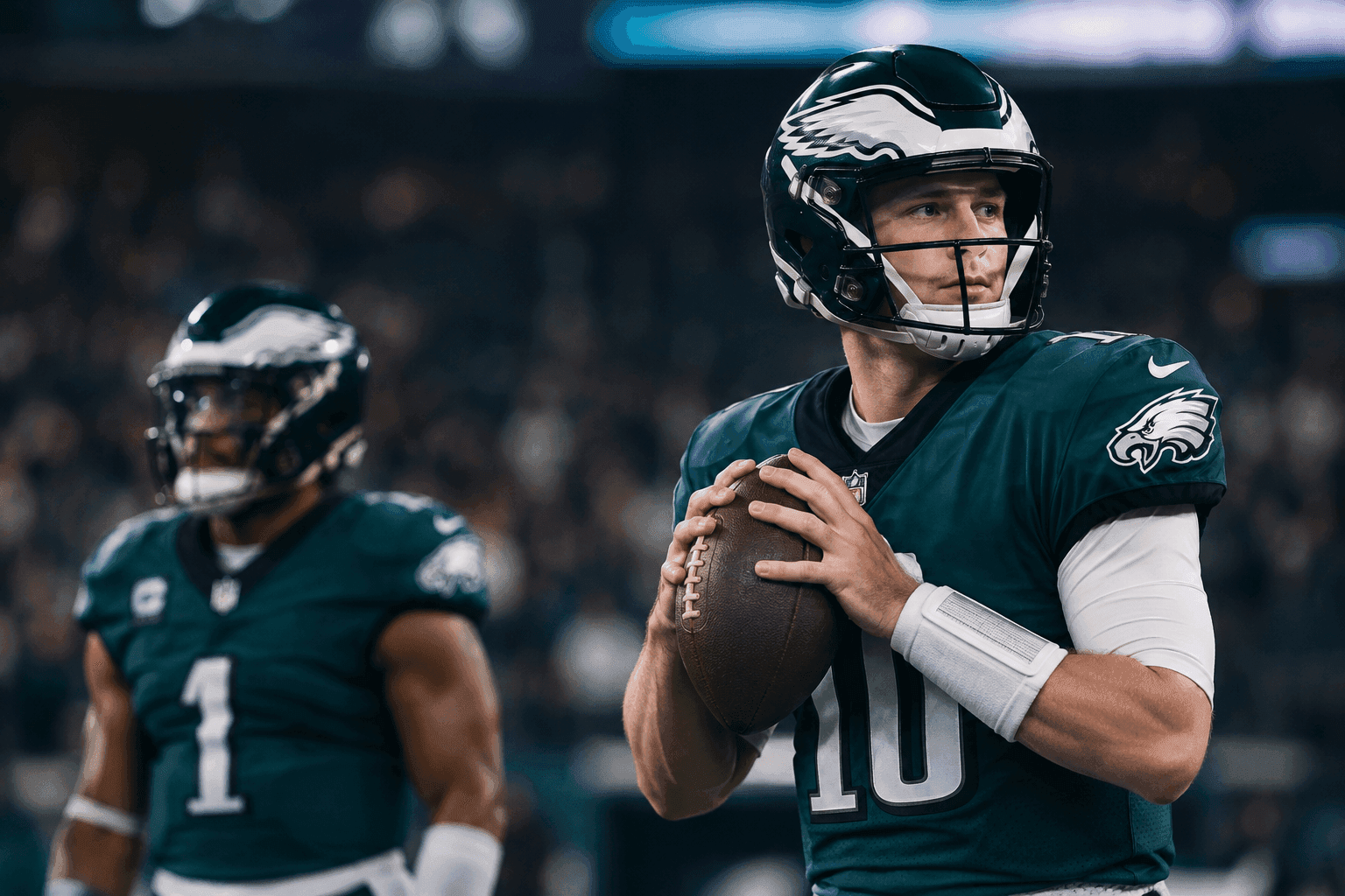 Editorial sports image for Jalen Hurts is Out Indefinitely, and the Eagles are Handing the Keys to Tanner McKee