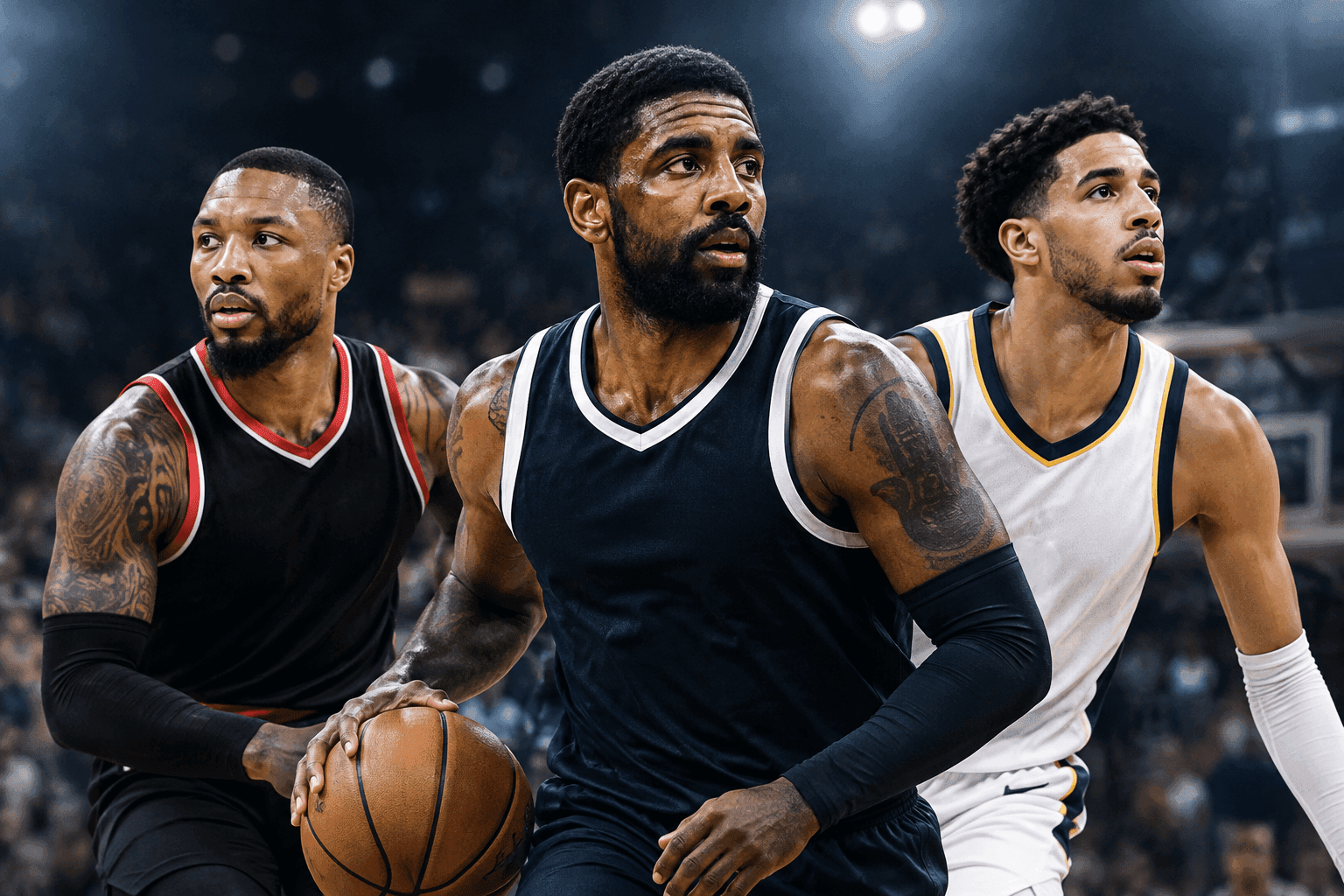 Editorial sports image for Kyrie, Dame, and Haliburton Return After a Combined 1,600 Days on the Couch
