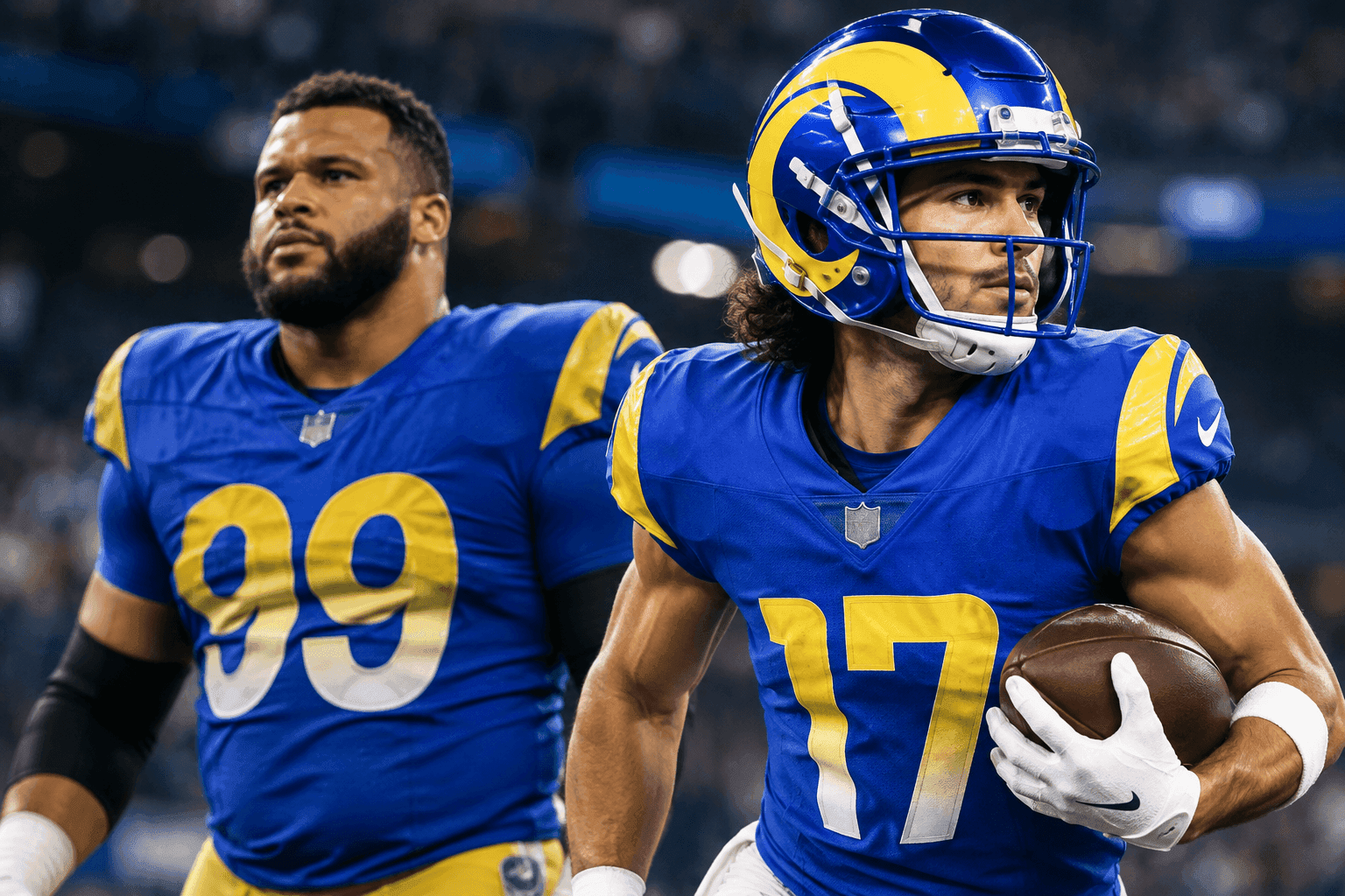 Editorial sports image for Rams Lose Aaron Donald but Keep Puka Nacua for Eagles Clash