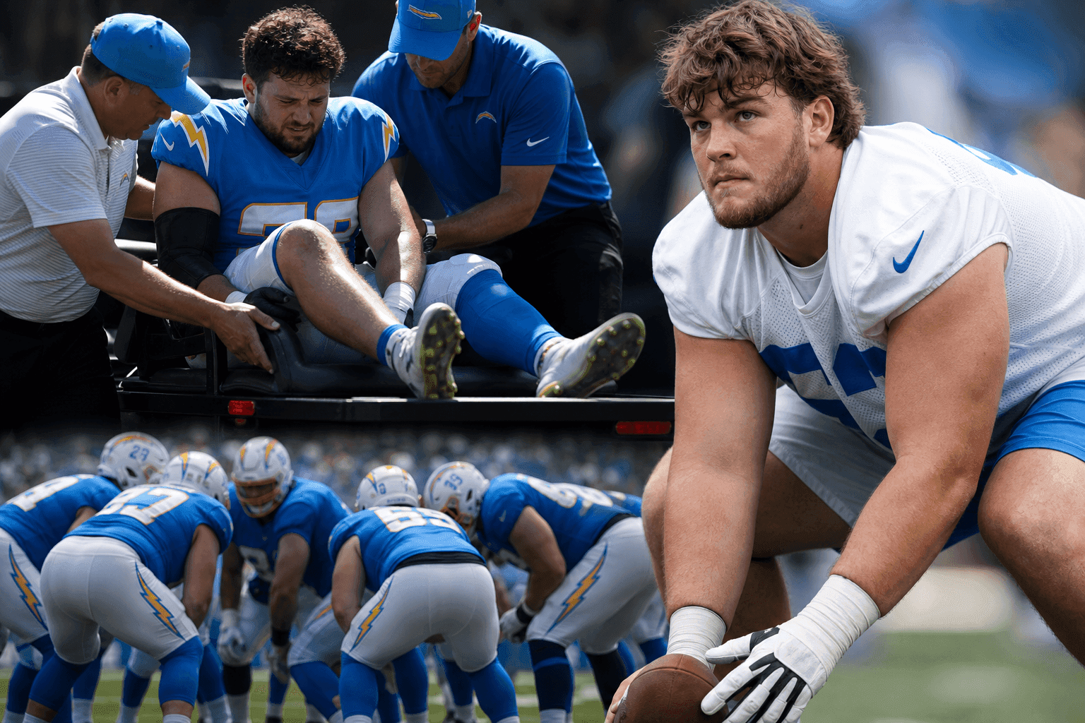 Editorial sports image for Chargers Lose $30 Million Center Tyler Biadasz to Knee Injury in Joint Practice