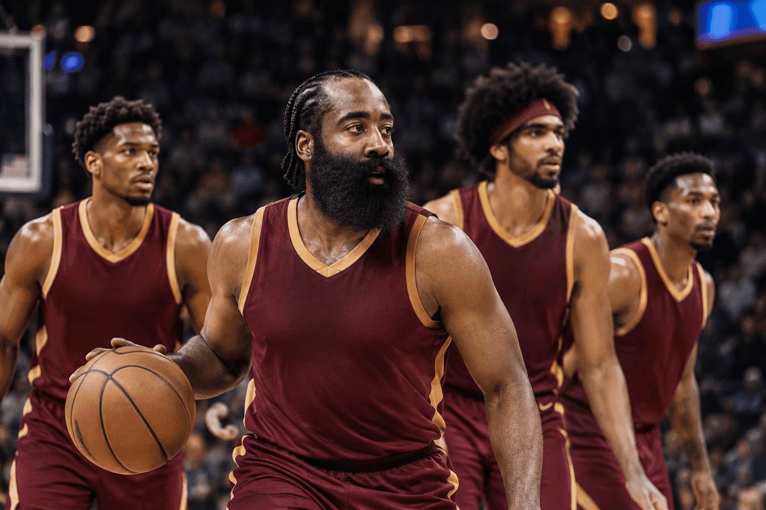 Editorial sports image for Cavs Roll Out Crowded Two-Big Lineup Around James Harden Against Timberwolves