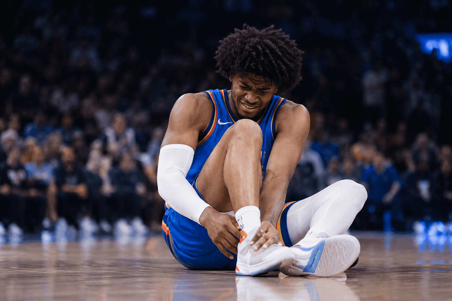 Editorial sports image for Jalen Williams Suffers Gruesome Ankle Injury, Scrambling Thunder's Season