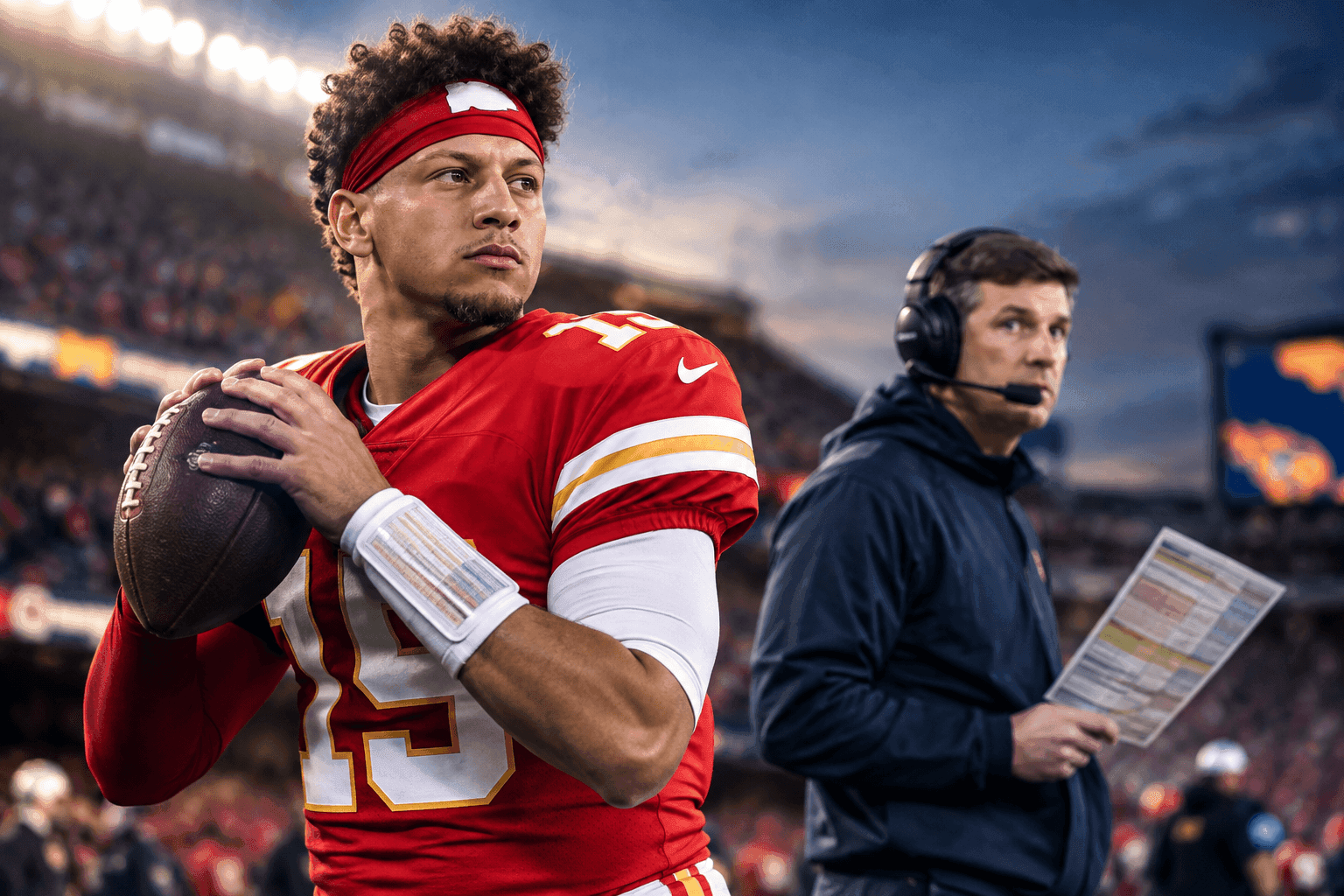Editorial sports image for Patrick Mahomes Returns From ACL Tear to Face Former College Teammate Davis Webb