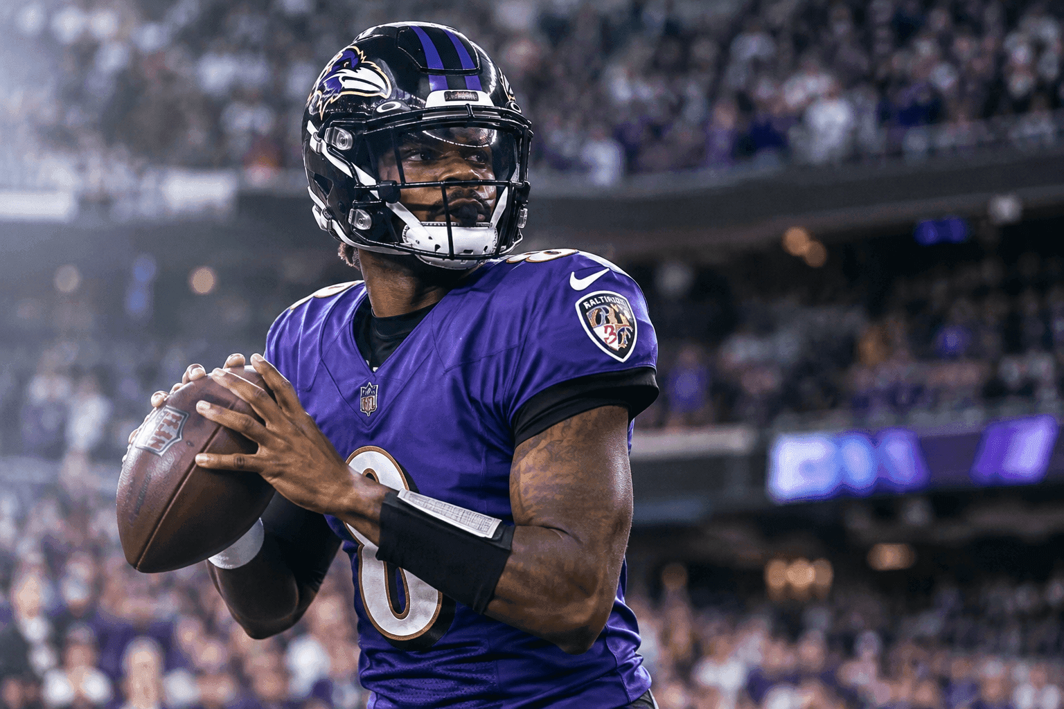 Editorial sports image for Lamar Jackson Has a 'Realistic Chance' to Return Against the Browns