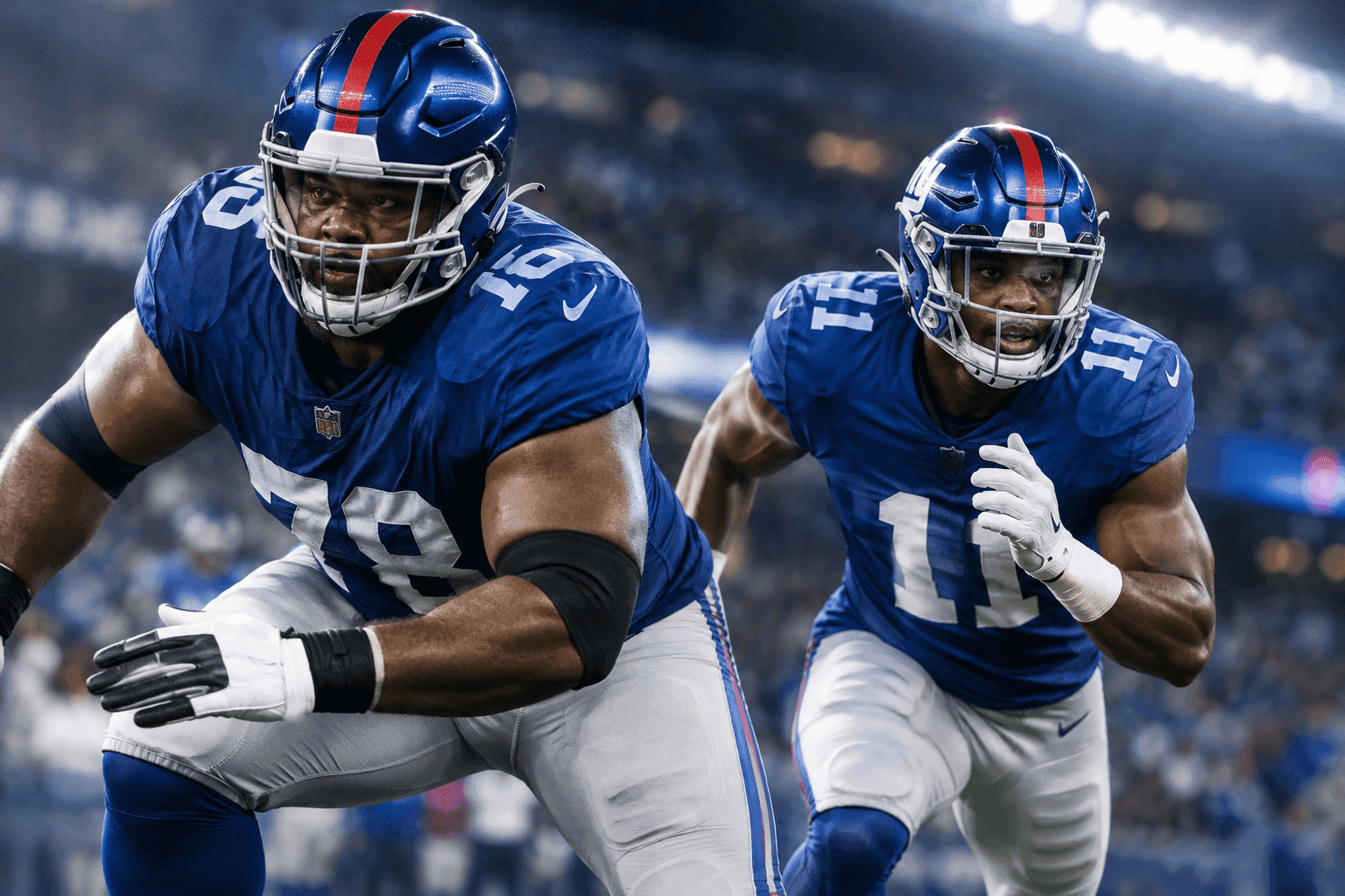 Editorial sports image for Andrew Thomas and Abdul Carter Expected to Play as Giants Roll the Dice Against Saints