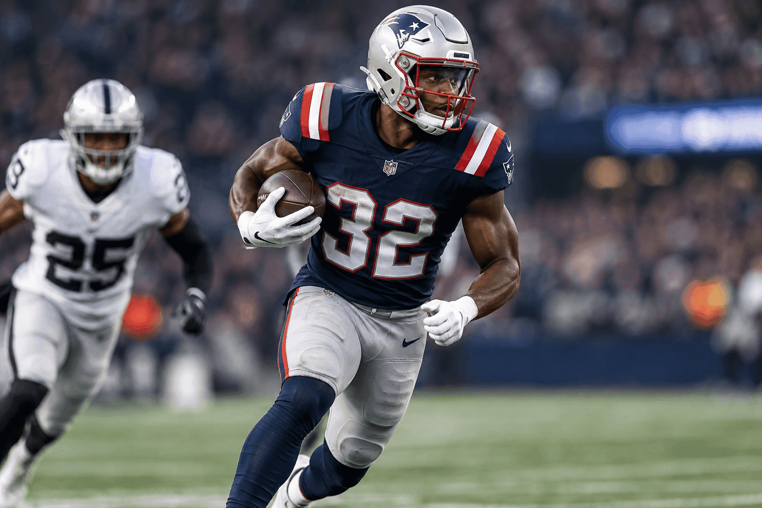 Editorial sports image for Patriots RB TreVeyon Henderson Sidelined Multiple Weeks With High Ankle Sprain