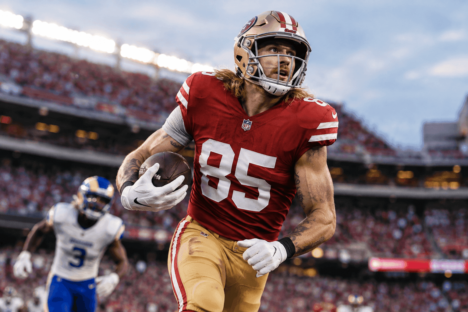 Editorial sports image for George Kittle is Defying Medical Science to Play in Australia