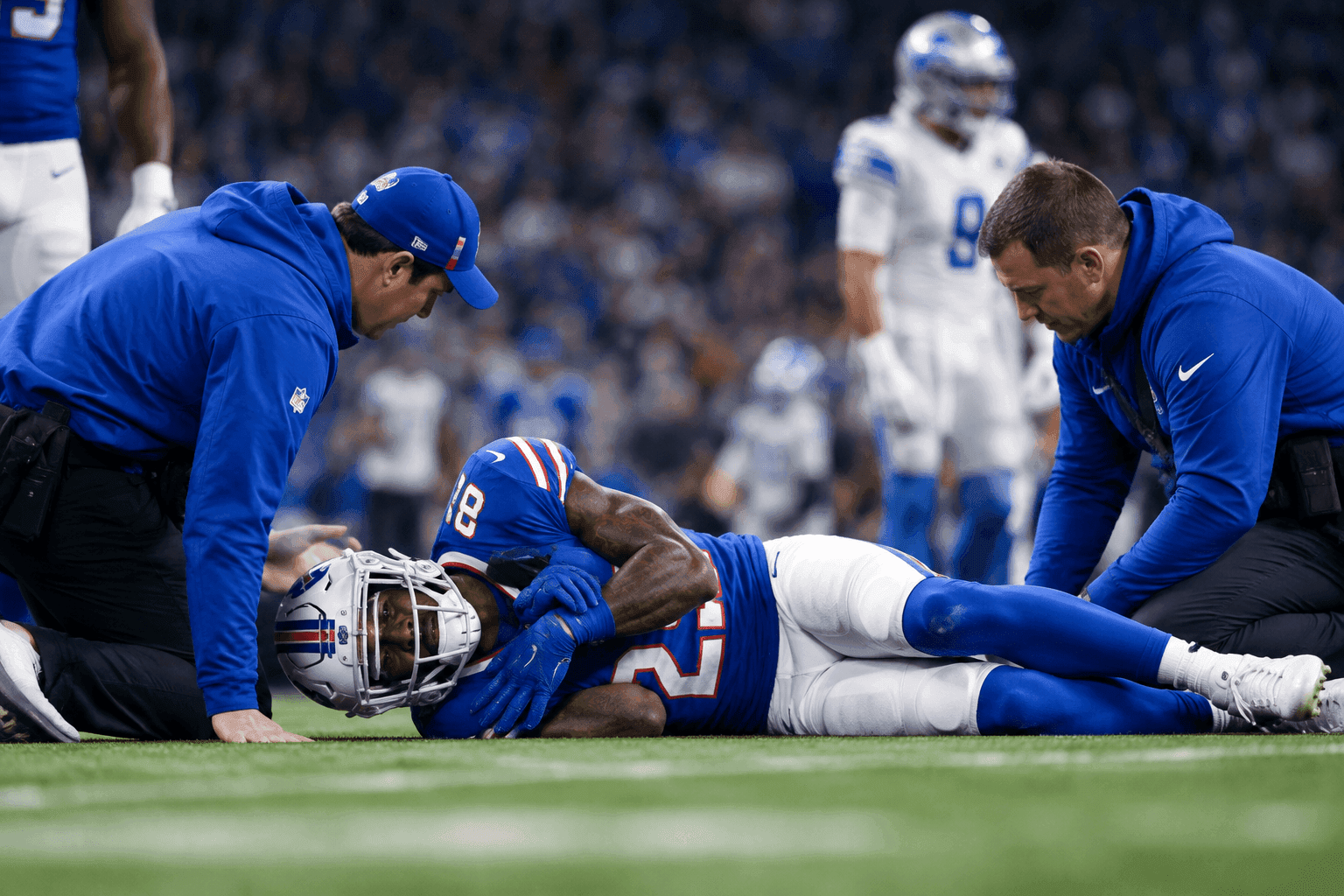 Editorial sports image for DJ Moore's Shoulder Injury Pauses the Bills' Offensive Fireworks