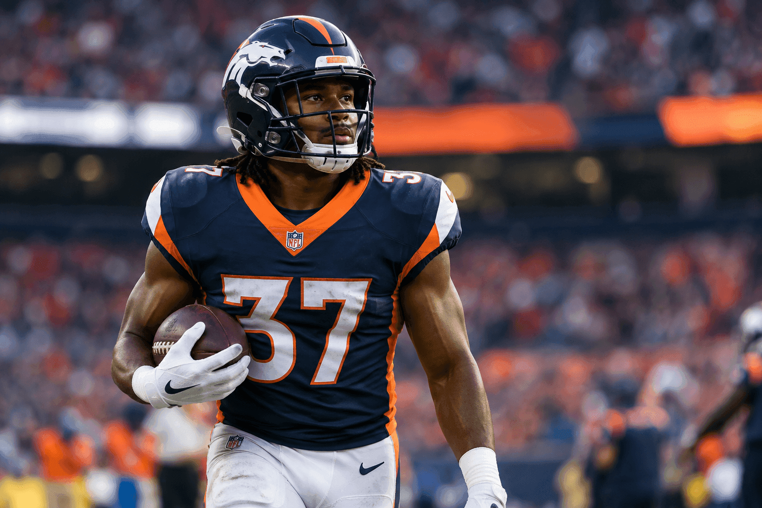 Editorial sports image for Broncos RB RJ Harvey Sidelined With Hamstring Injury After Week 1