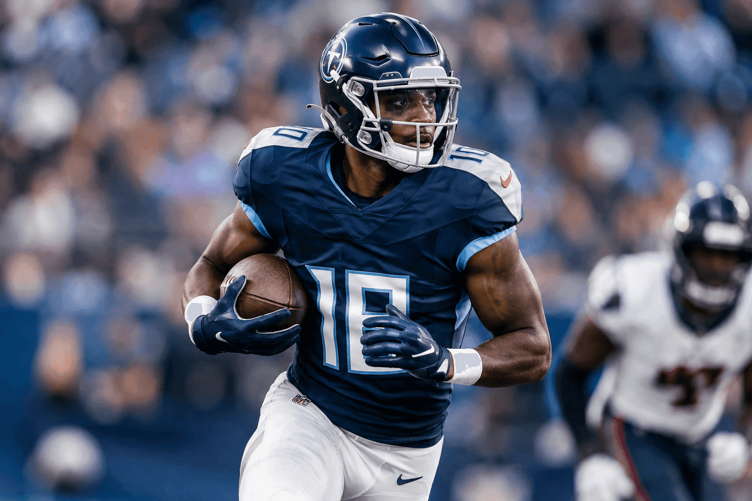Editorial sports image for Titans WR Carnell Tate 'Definitely Trending' Toward Playing Against Texans