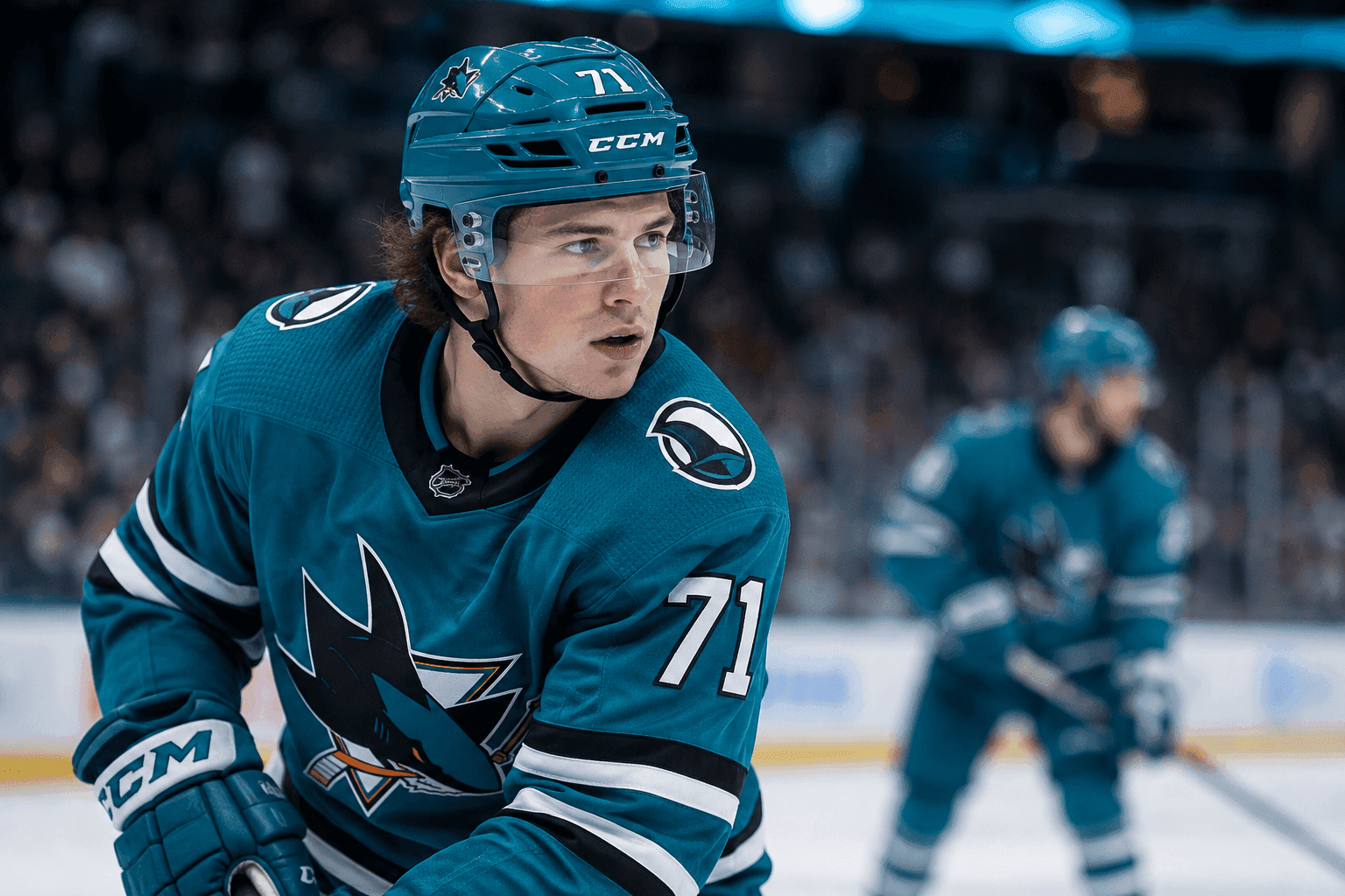 Editorial sports image for Macklin Celebrini Tagged as Game-Time Decision Against Blues