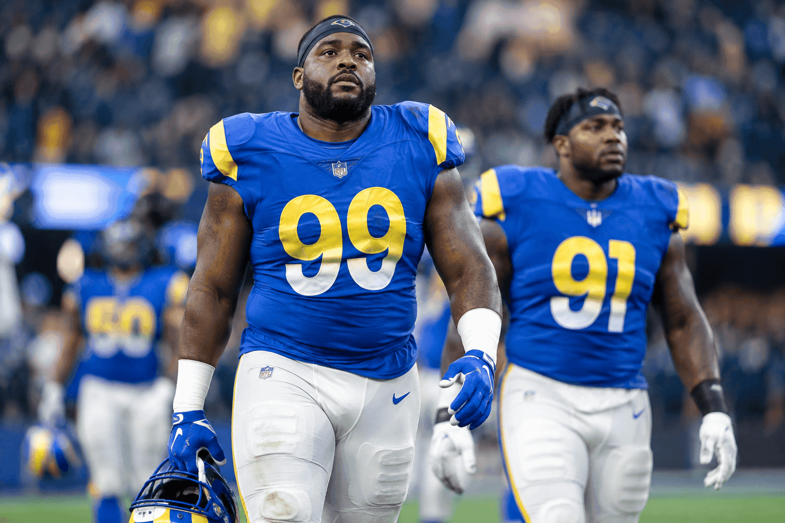 Editorial sports image for Rams Defensive Line Decimated as Poona Ford and Kobie Turner Go Down