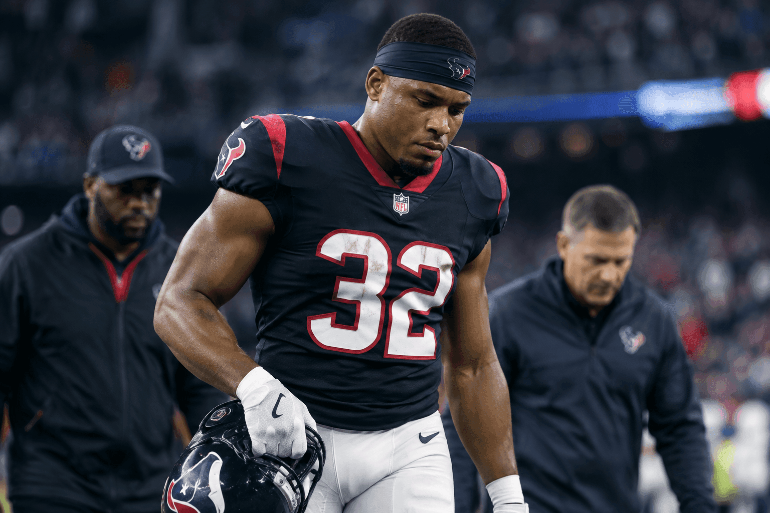 Editorial sports image for Texans RB David Montgomery Ruled Out With Groin Injury Against Titans