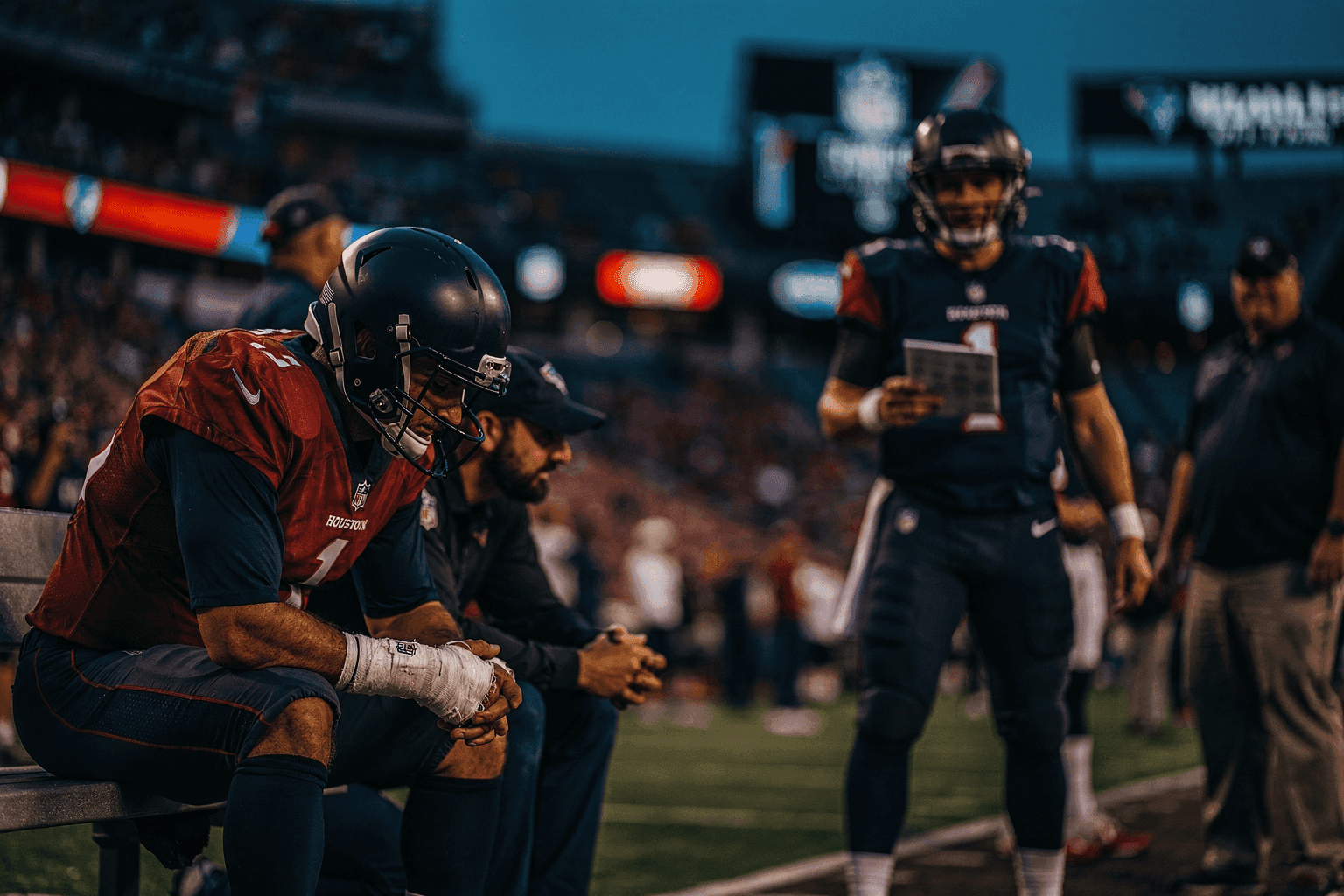Editorial sports image for Texans Swap Graham Mertz's Cursed Knee for Brett Rypien's Typo of a Stat Line