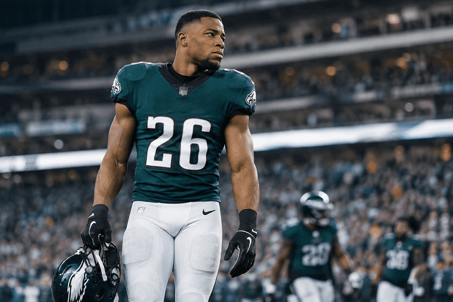 Editorial sports image for Eagles Backfield Down to Duct Tape and Dameon Pierce as Saquon Barkley Ruled Out