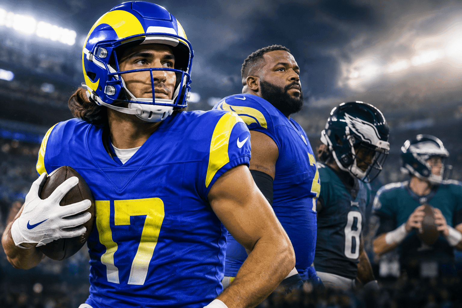 Editorial sports image for Rams Lean on Puka Nacua While Eagles Play Backup QB Musical Chairs
