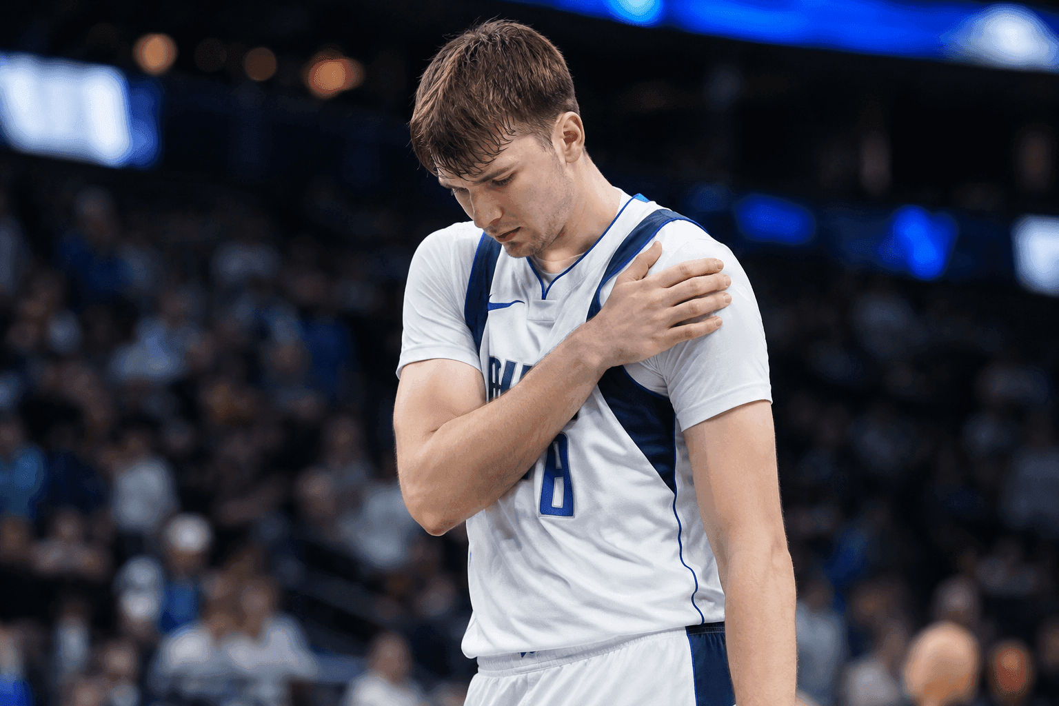 Editorial sports image for Cooper Flagg Exits Friday's Game With Shoulder Injury, Torching Prop Bets Everywhere