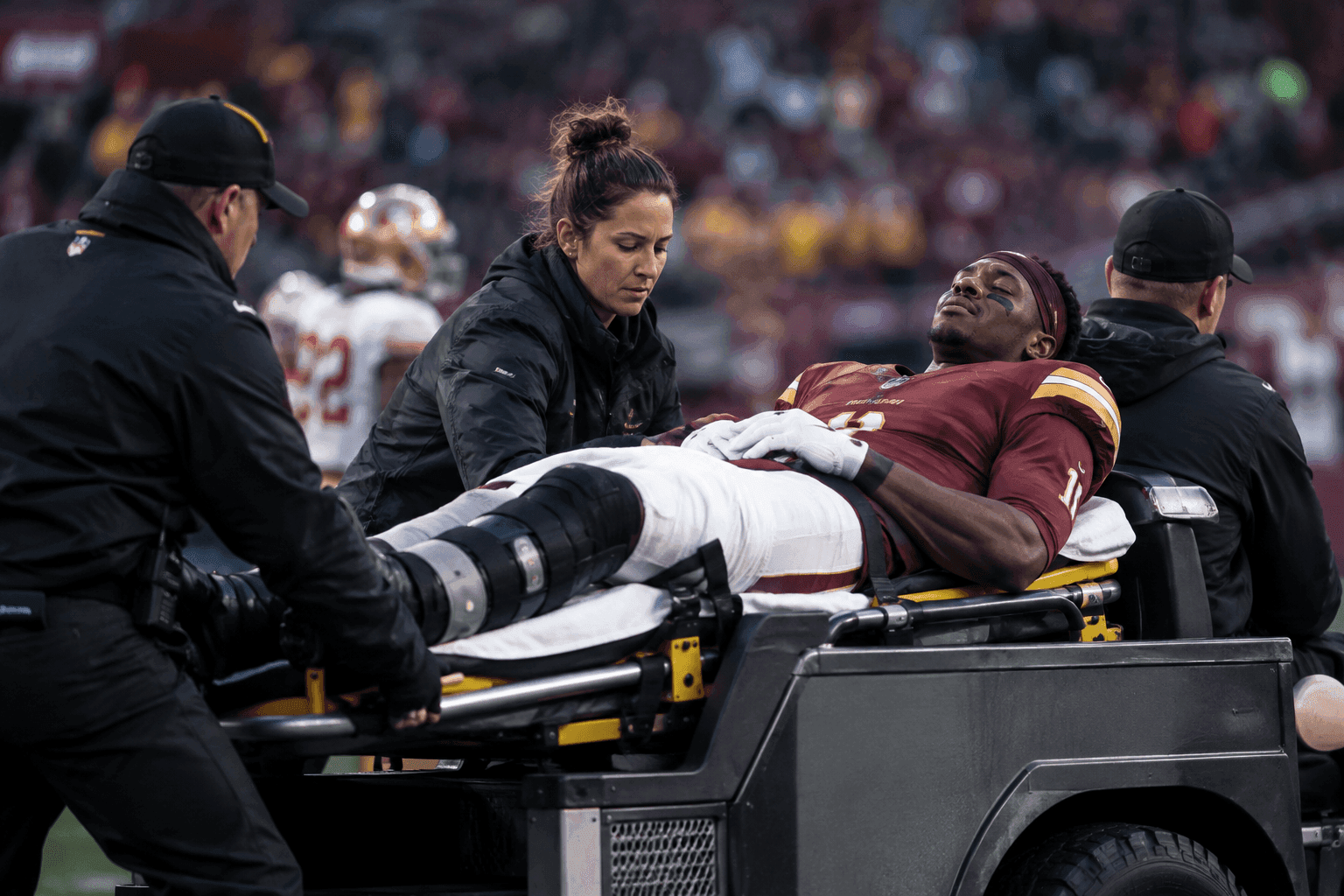 Editorial sports image for Terry McLaurin's Air Cast Nightmare Spells Disaster for the Commanders