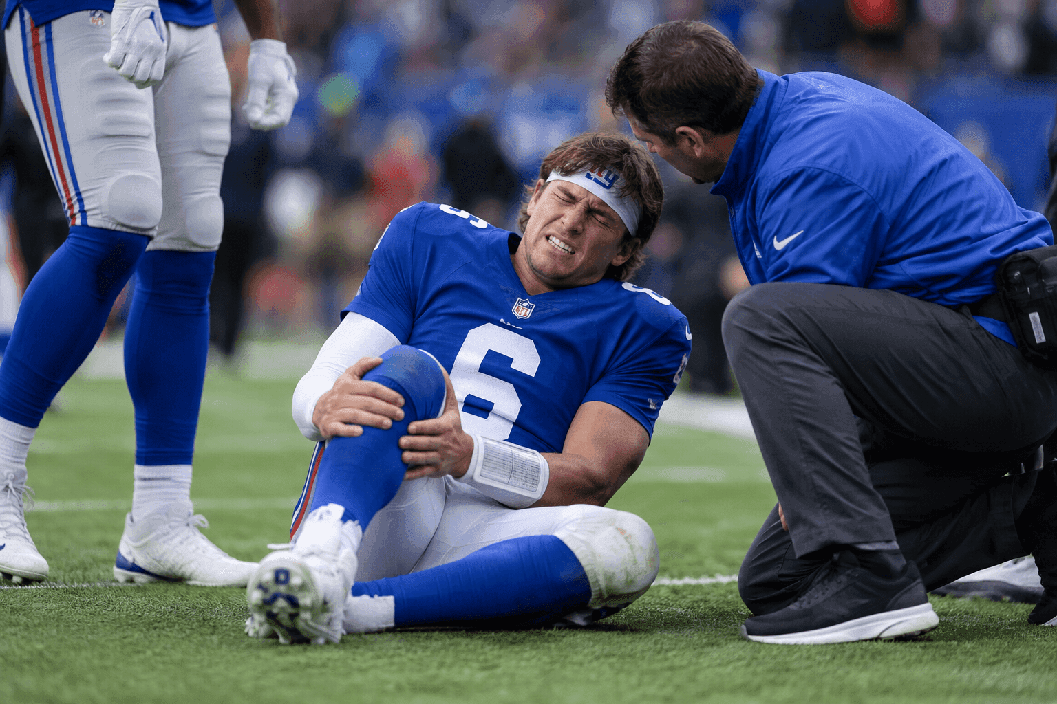 Editorial sports image for Jaxson Dart's Season-Ending Knee Surgery Officially Puts the Giants in Early Hibernation