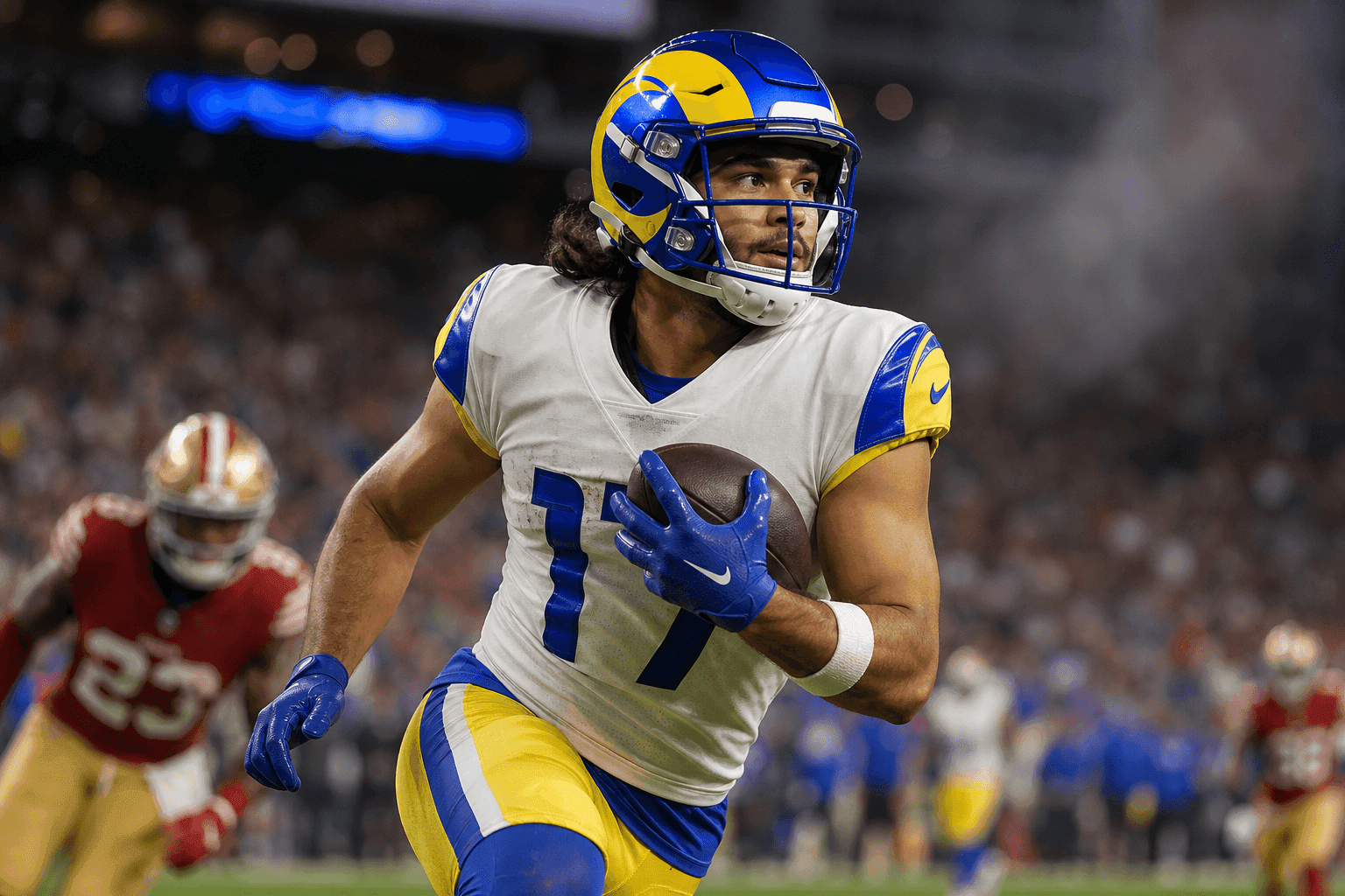 Editorial sports image for Puka Nacua is Playing Week 1 Because the NFL Disciplinary Wheel Hasn't Spun Yet