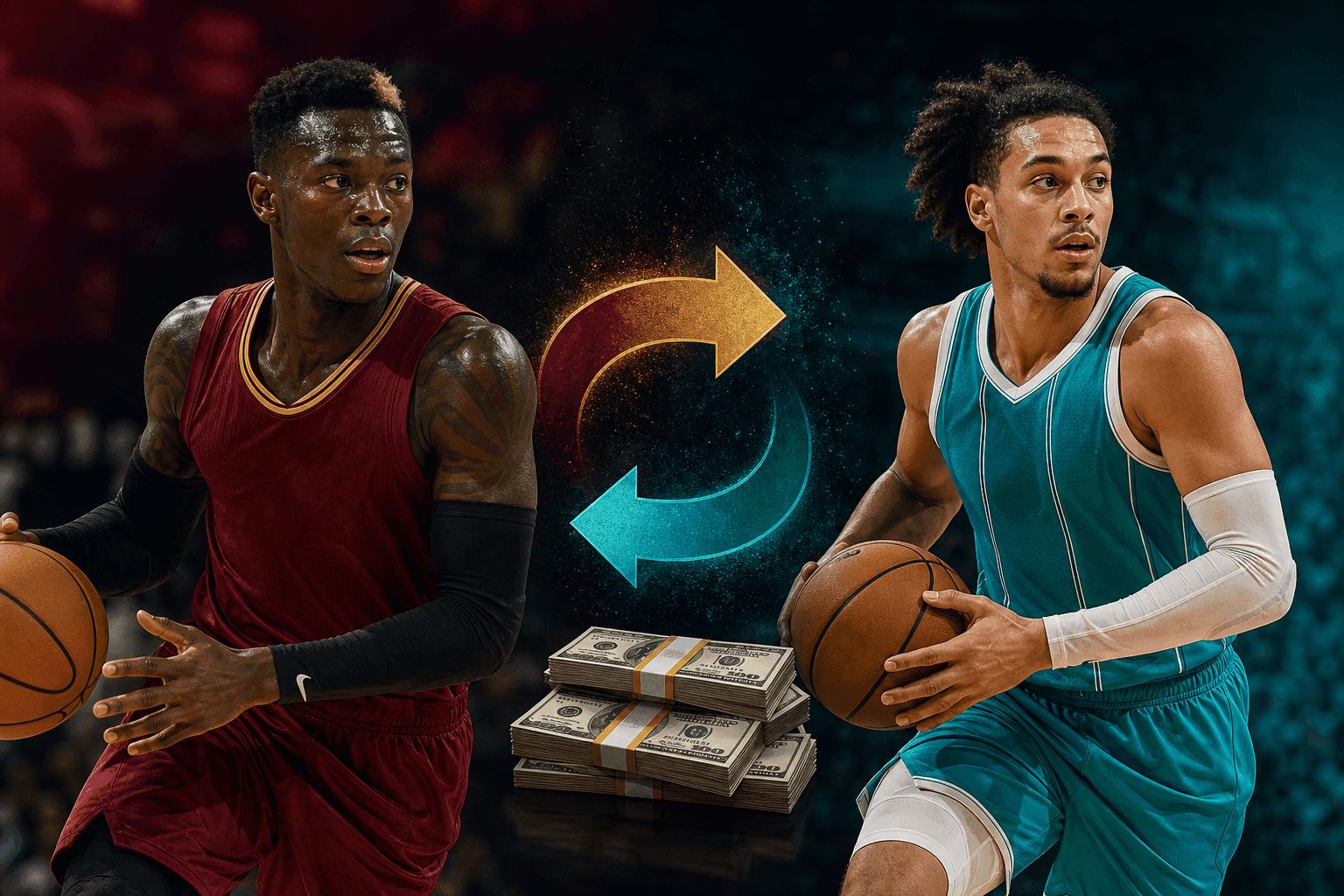 Editorial sports image for Cavs Ship Dennis Schroder and Cash to Hornets for Tre Mann