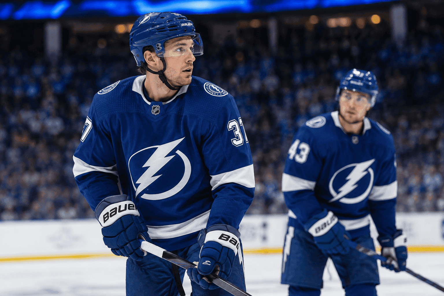 Editorial sports image for Lightning Center Depth Evaporates as Yanni Gourde and Dominic James Hit the Shelf
