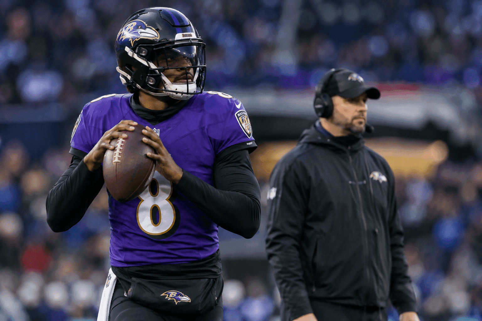 Editorial sports image for Ravens HC Jesse Minter Drops Vague Update on Lamar Jackson's Ankle