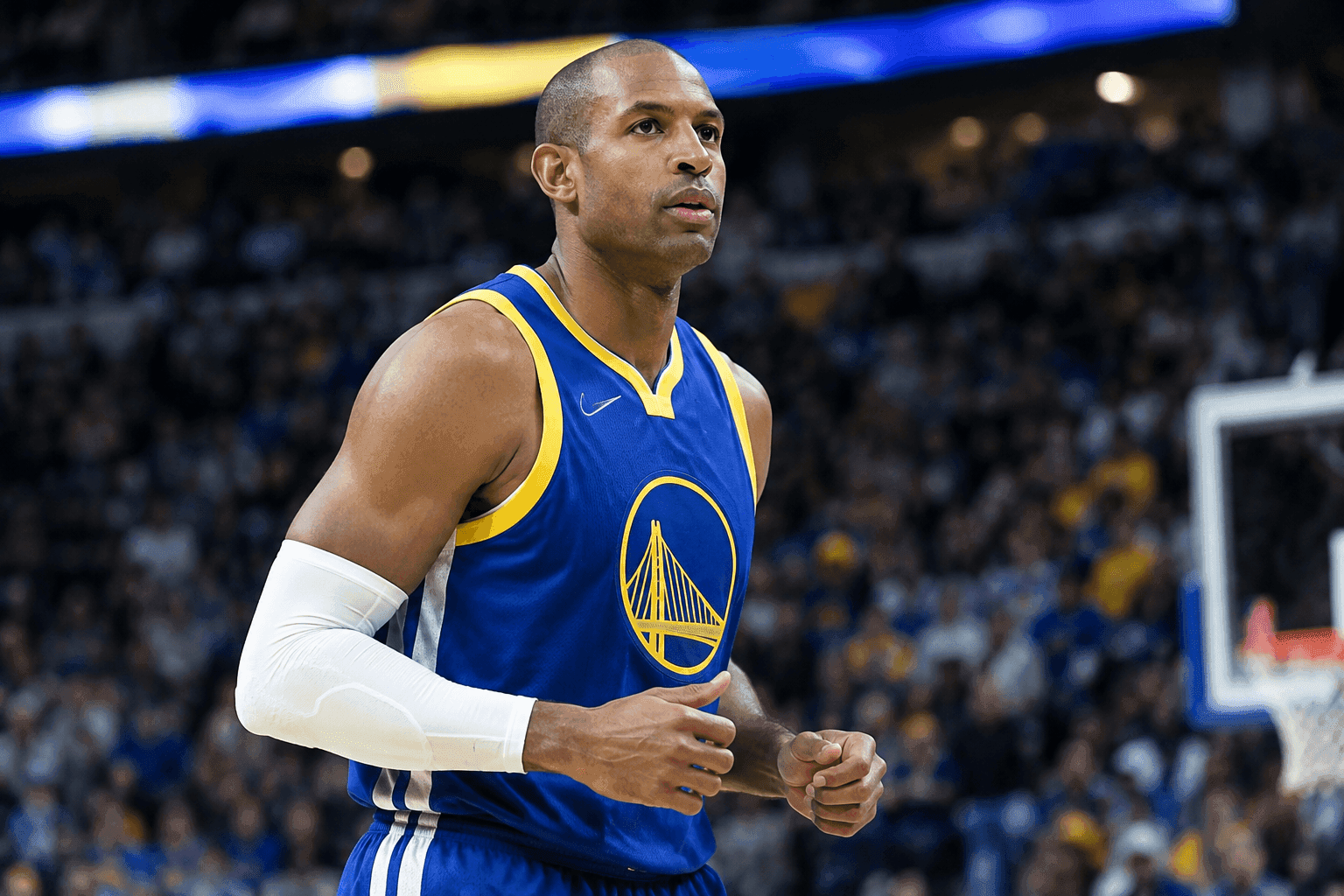 Editorial sports image for Al Horford Sits Out Saturday as Warriors Manage the 40-Year-Old's Left Toe