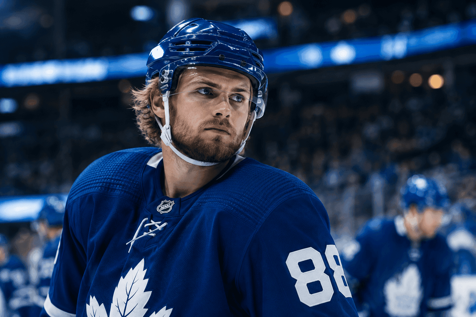 Editorial sports image for William Nylander Skips Morning Skate With Illness as Leafs Spiral