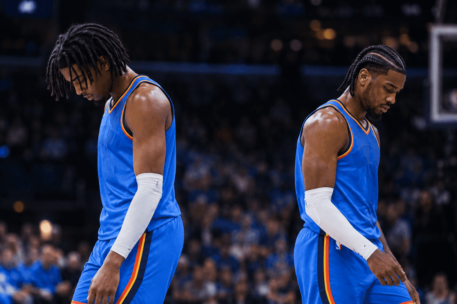 Editorial sports image for Thunder Struck: OKC Loses Jalen Williams and Cason Wallace to Brutal Season-Ending Injuries