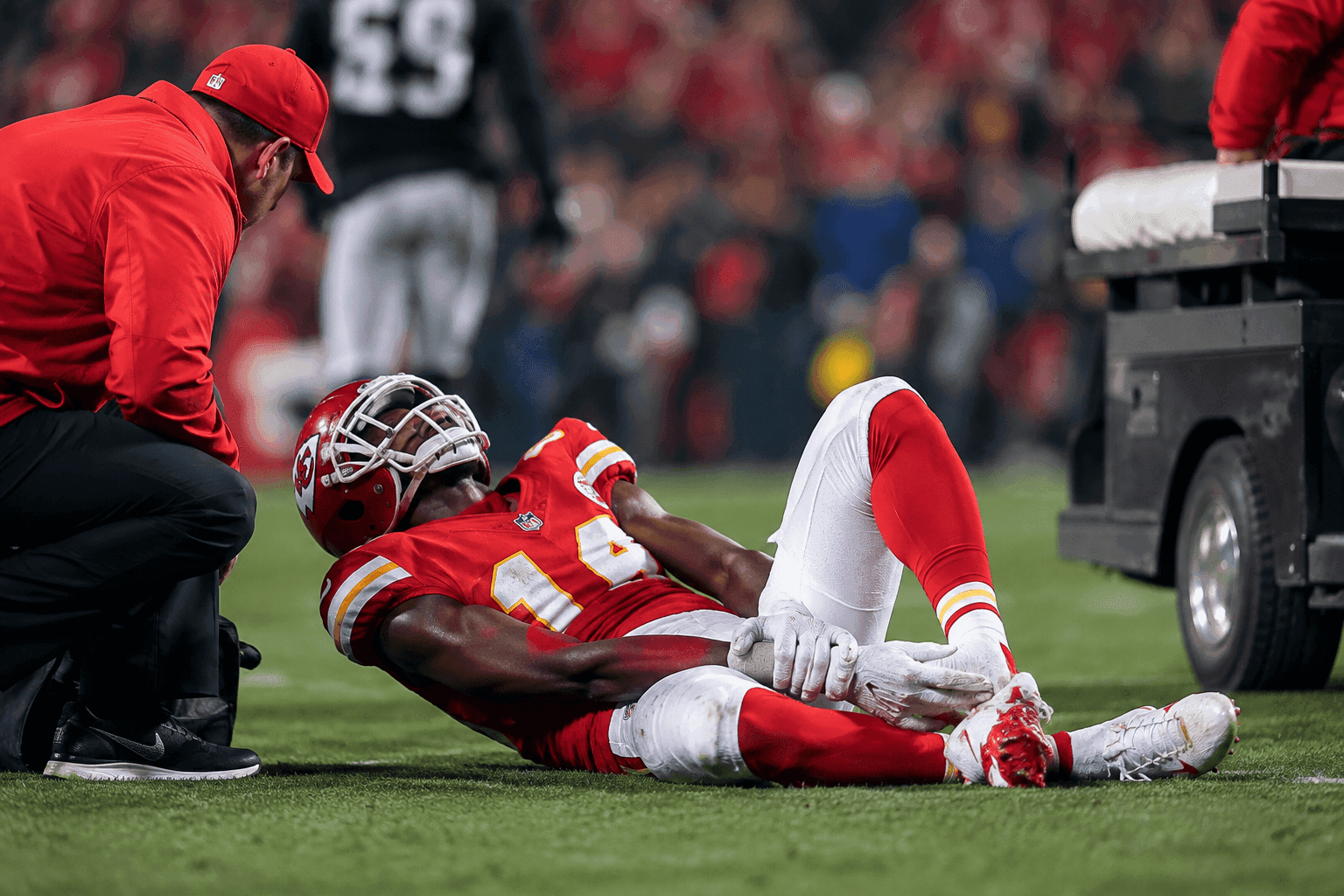 Editorial sports image for Tyquan Thornton Suffers Devastating Ankle Injury Amidst Career Game