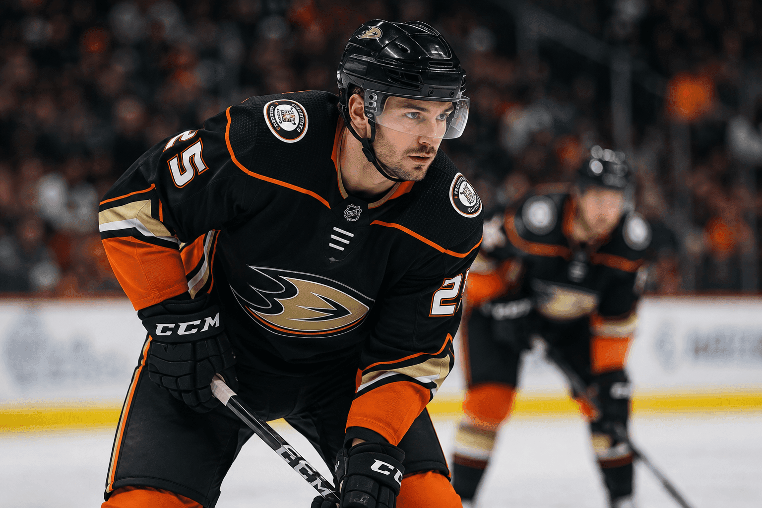 Editorial sports image for Ducks Lose Ryan Poehling for 6-8 Weeks With MCL Sprain