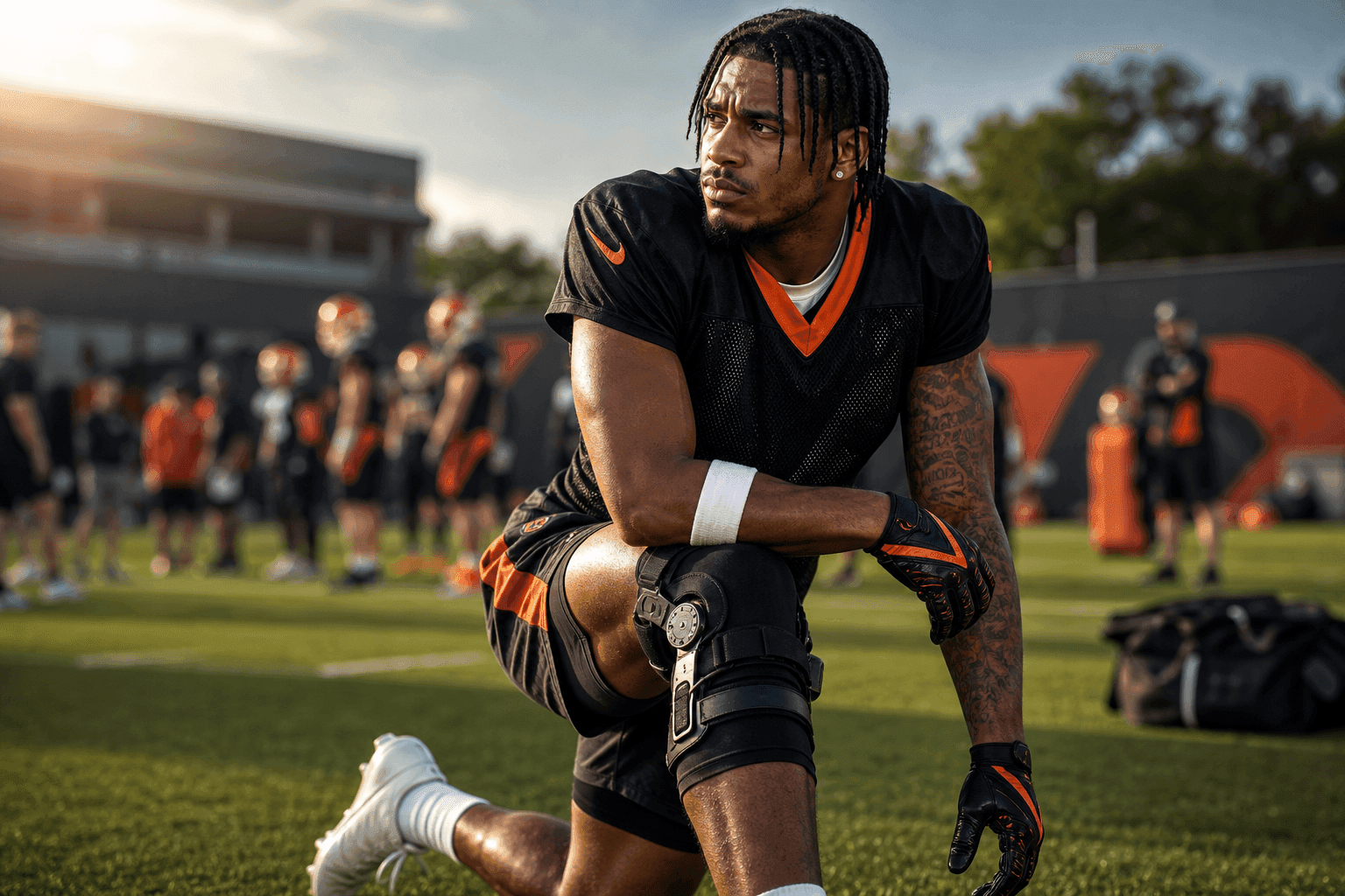 Editorial sports image for Ja'Marr Chase Says His Knee Is 'Fine,' Which Means Bengals Fans Can Panic Slightly Less