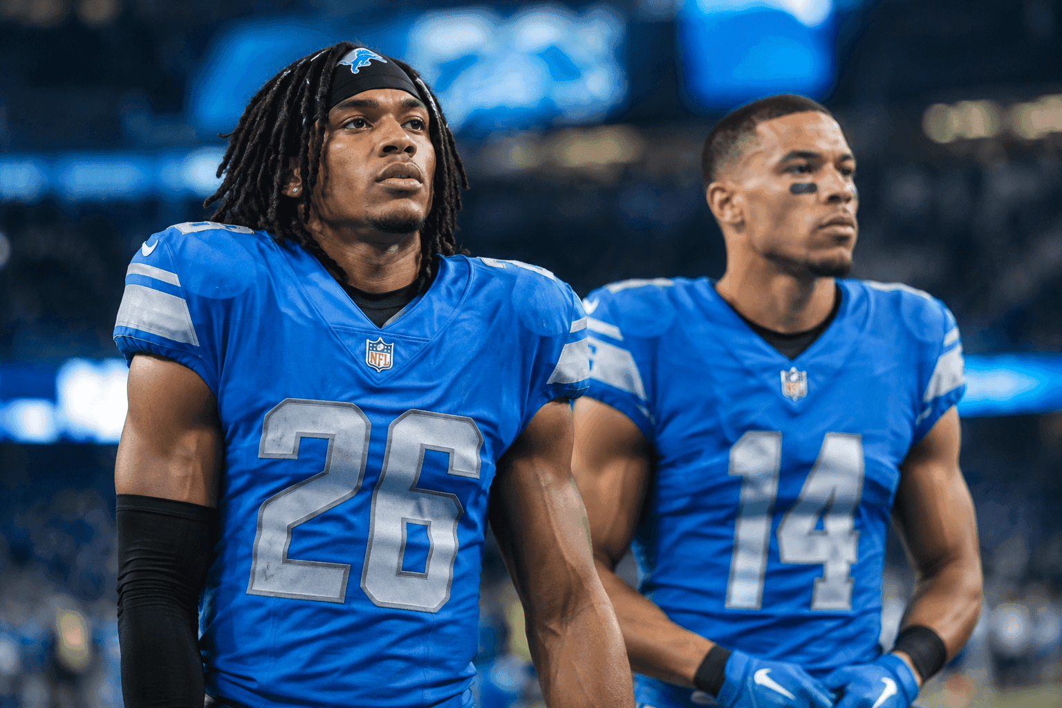 Editorial sports image for Lions Offense Hits the Brakes as Jahmyr Gibbs and Amon-Ra St. Brown Miss Practice