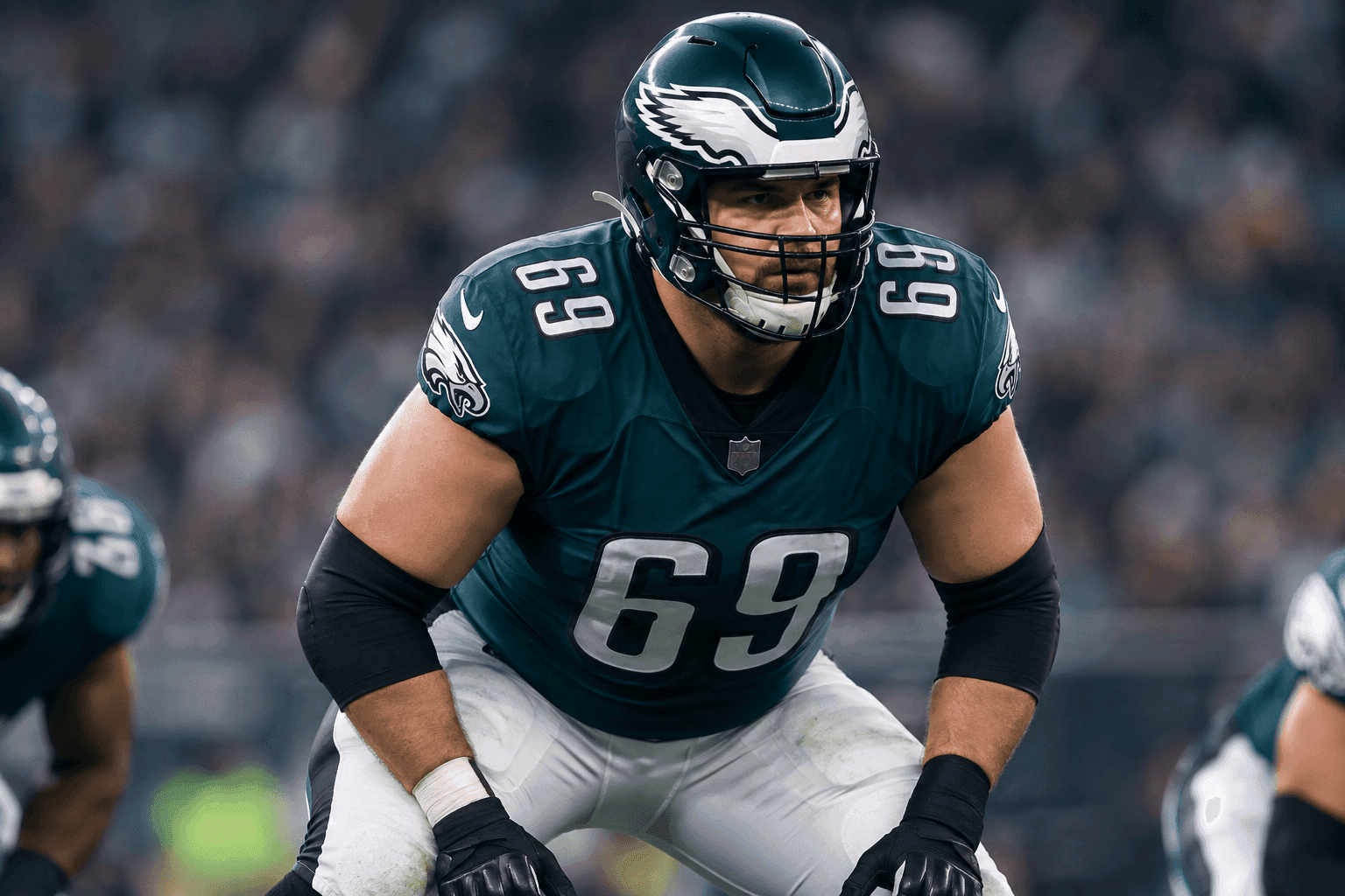 Editorial sports image for Eagles Place Pro Bowl Guard Landon Dickerson on IR with Knee Injury
