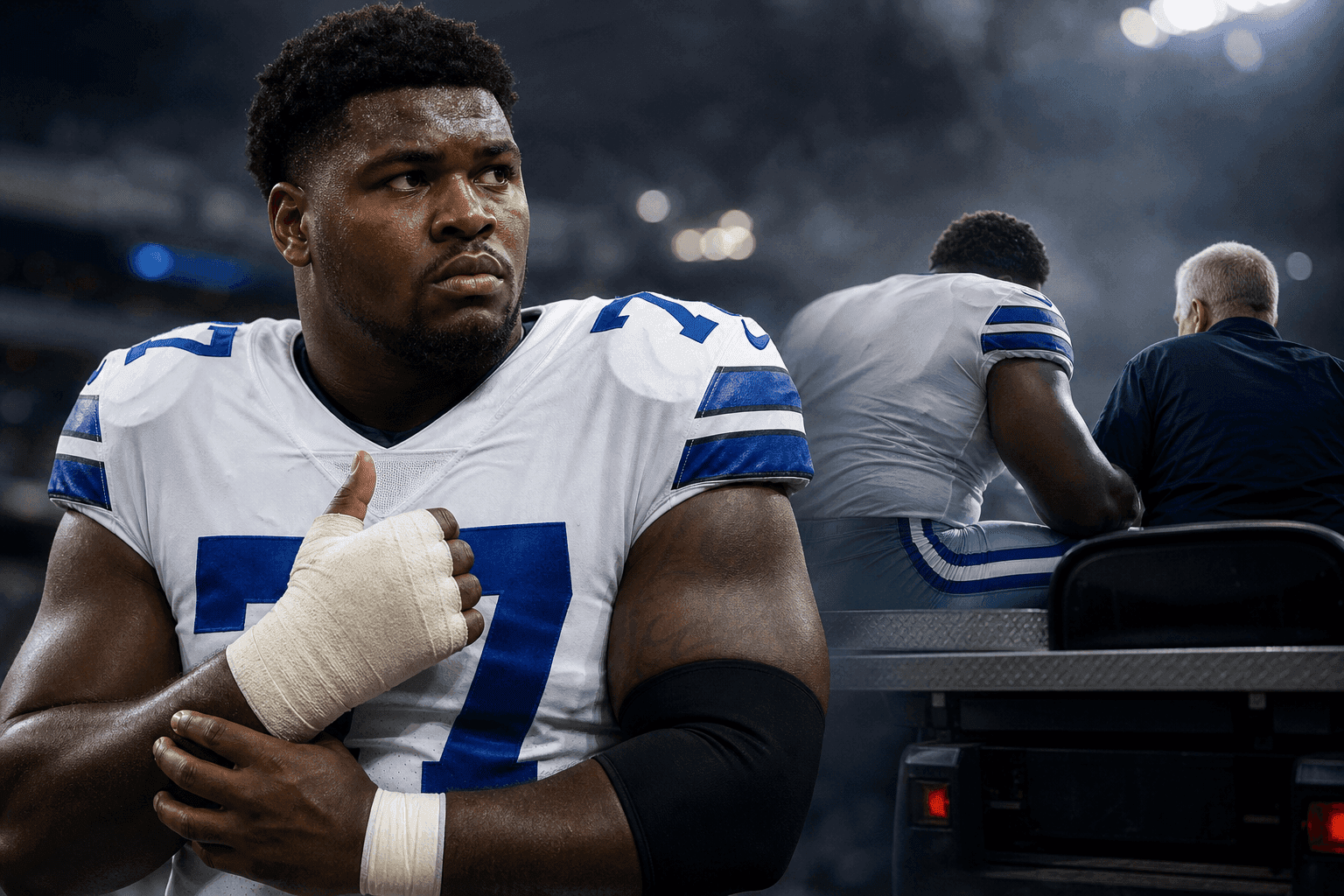 Editorial sports image for Cowboys' $96 Million Wall Tyler Smith Needs Thumb Surgery, Out 4-6 Weeks