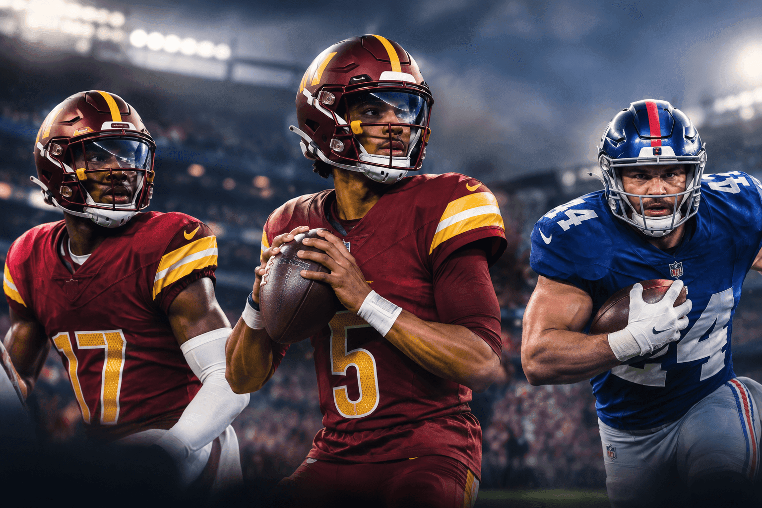 Editorial sports image for Jayden Daniels Returns, Giants Plan to Feed Cam Skattebo in NFC East Clash