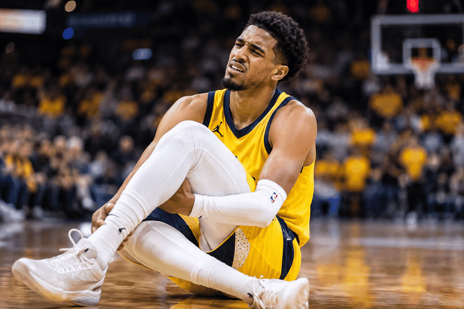 Editorial sports image for Tyrese Haliburton's Hamstring Strikes Again, Pausing the Pacers' Offense