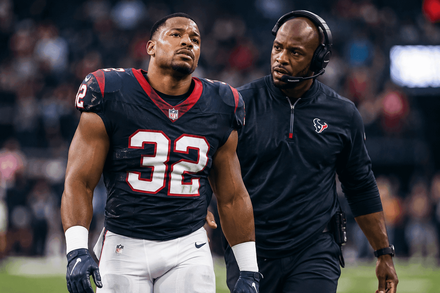 Editorial sports image for Texans RB David Montgomery Labeled 'Week to Week' with Groin Injury