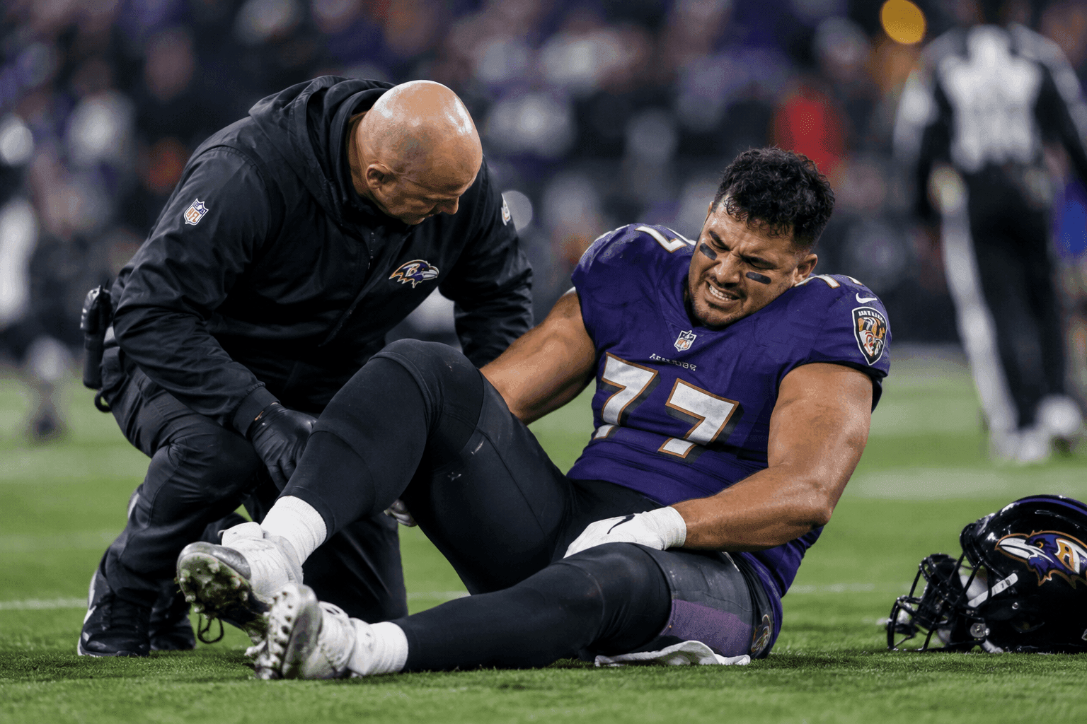 Editorial sports image for Ravens Rookie Vega Ioane Suffers MCL Sprain Because Baltimore Can't Have Nice Things