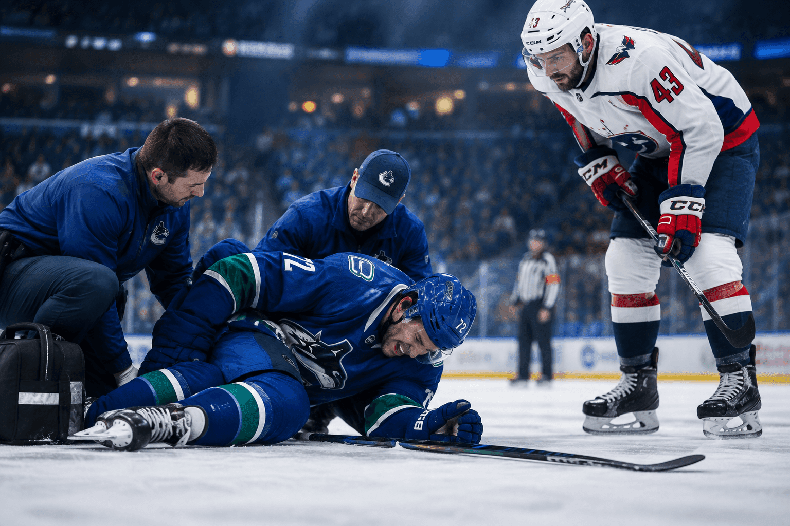 Editorial sports image for Filip Chytil Hits IR After Tom Wilson Collision as Canucks' Roster Gets Decimated