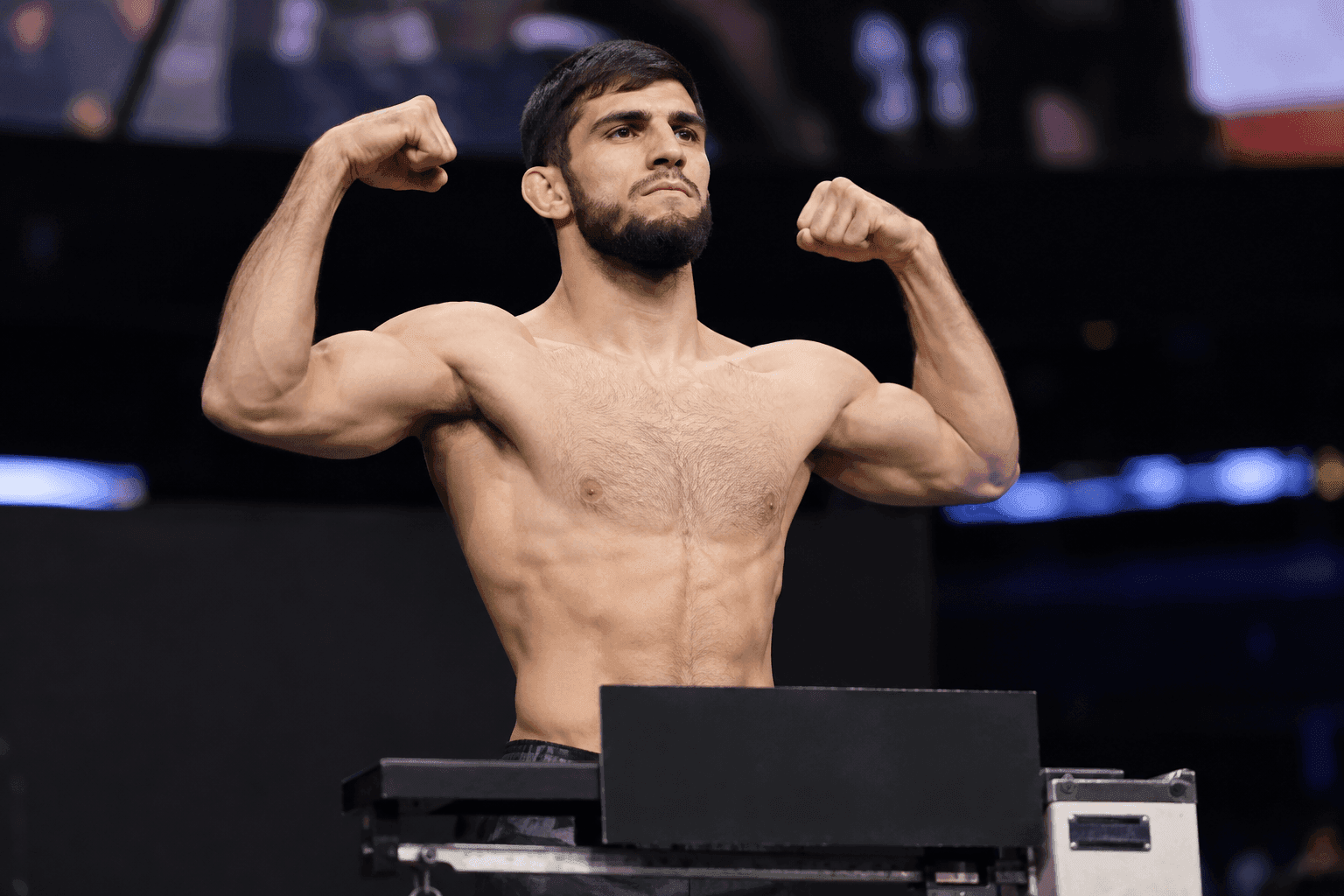 Editorial sports image for Ismail Naurdiev Clears the Scale at 184.5 for UFC 332
