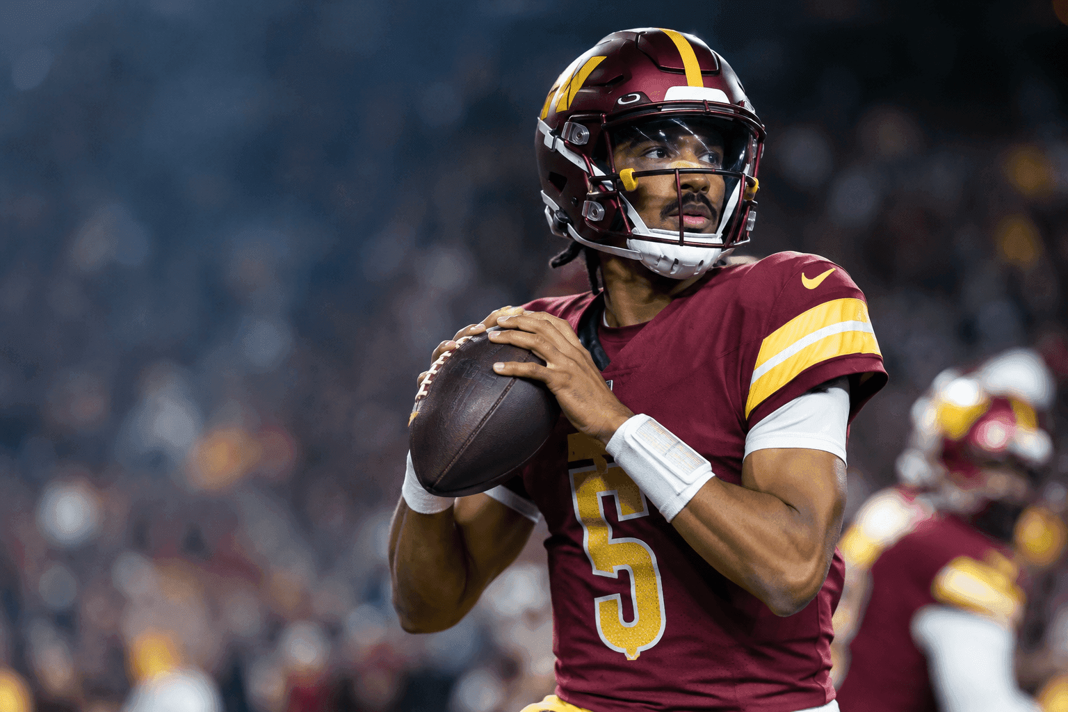 Editorial sports image for Jayden Daniels Expected Back for Commanders After Brutal Loss to Colts