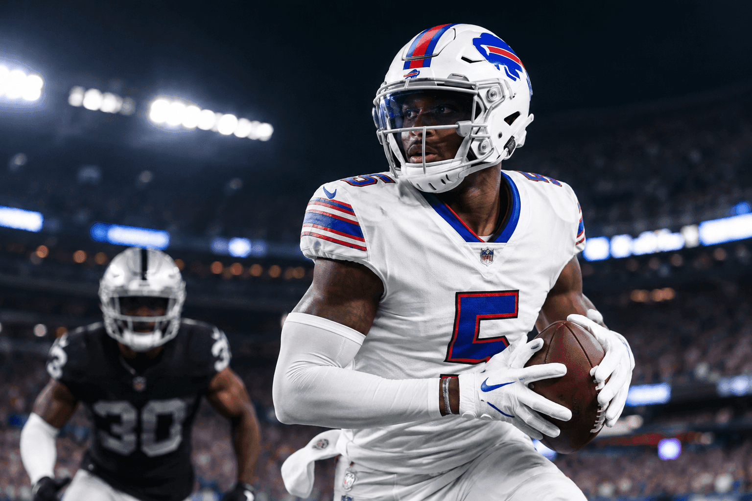 Editorial sports image for DJ Moore Ruled Out, Josh Palmer Active as Bills Shuffle Receivers in Vegas
