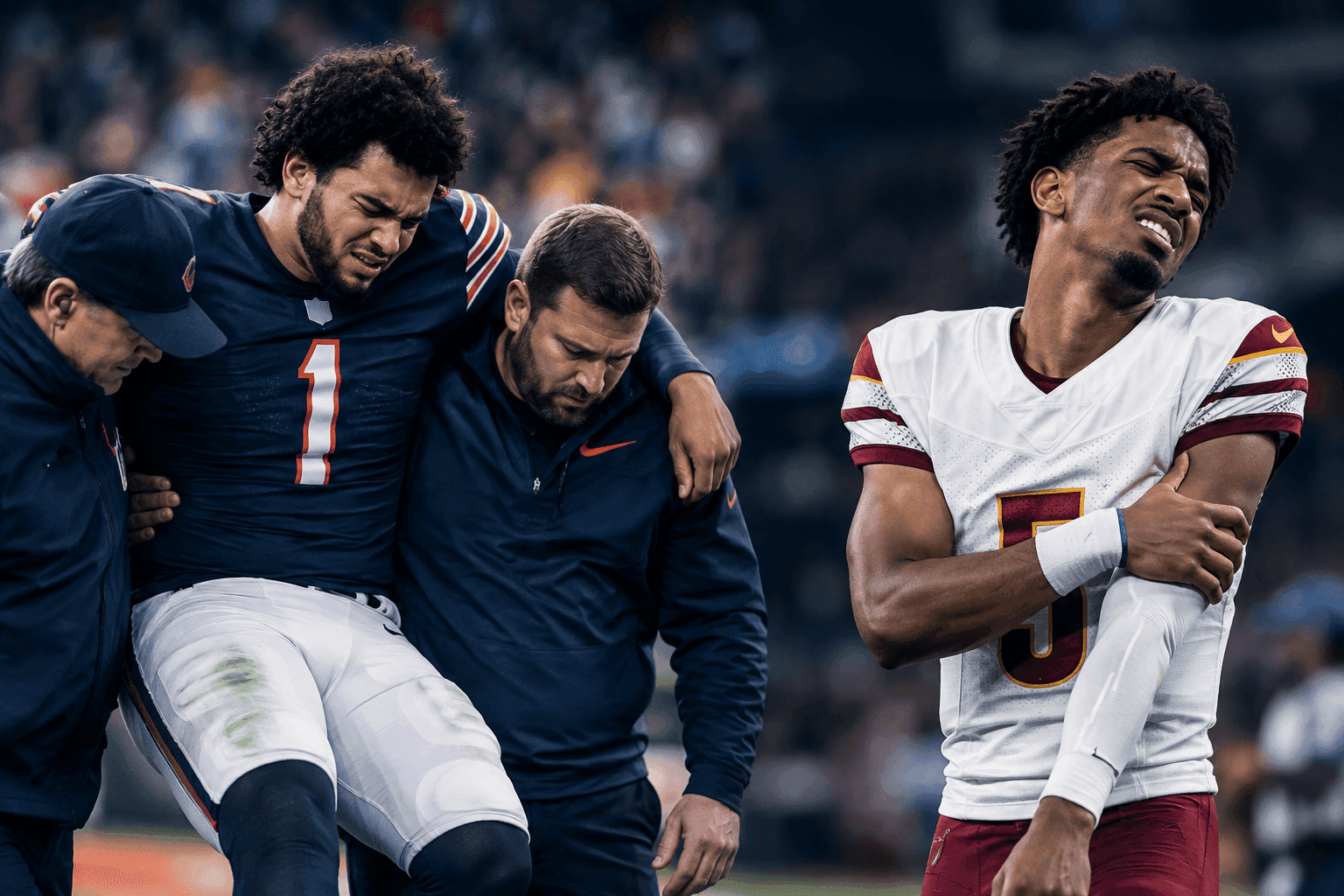 Editorial sports image for Caleb Williams and Jayden Daniels Go Down in Brutal Week 2 Reality Check