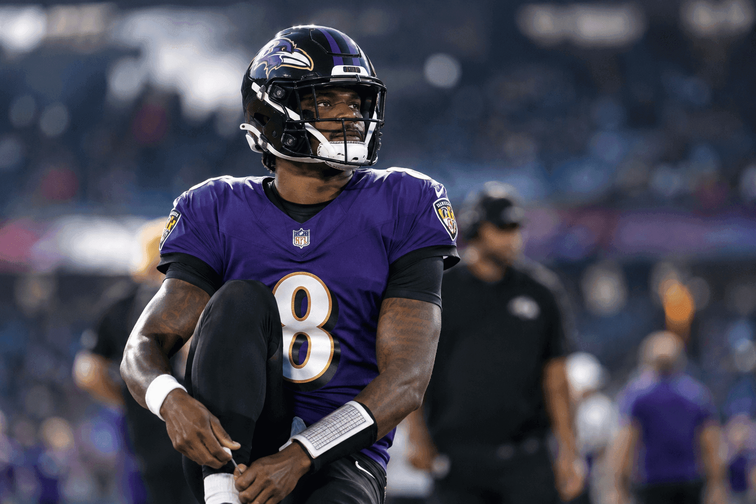 Editorial sports image for Lamar Jackson's Ankle Injury Puts Sunday Night Football in Jeopardy