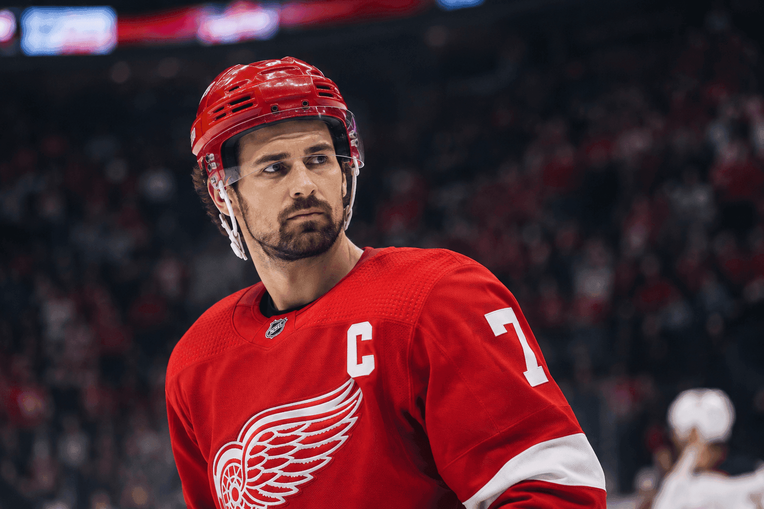 Editorial sports image for Dylan Larkin Bubble-Wrapped for 'Asset Protection' as Red Wings Trade Watch Hits Fever Pitch