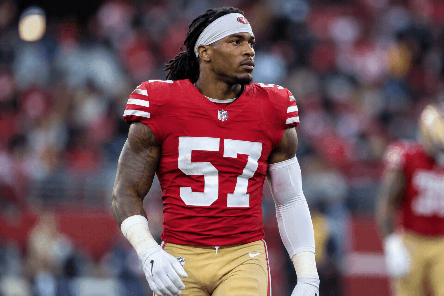 Editorial sports image for Dre Greenlaw Handed One-Game Suspension After 49ers-Seahawks Chaos