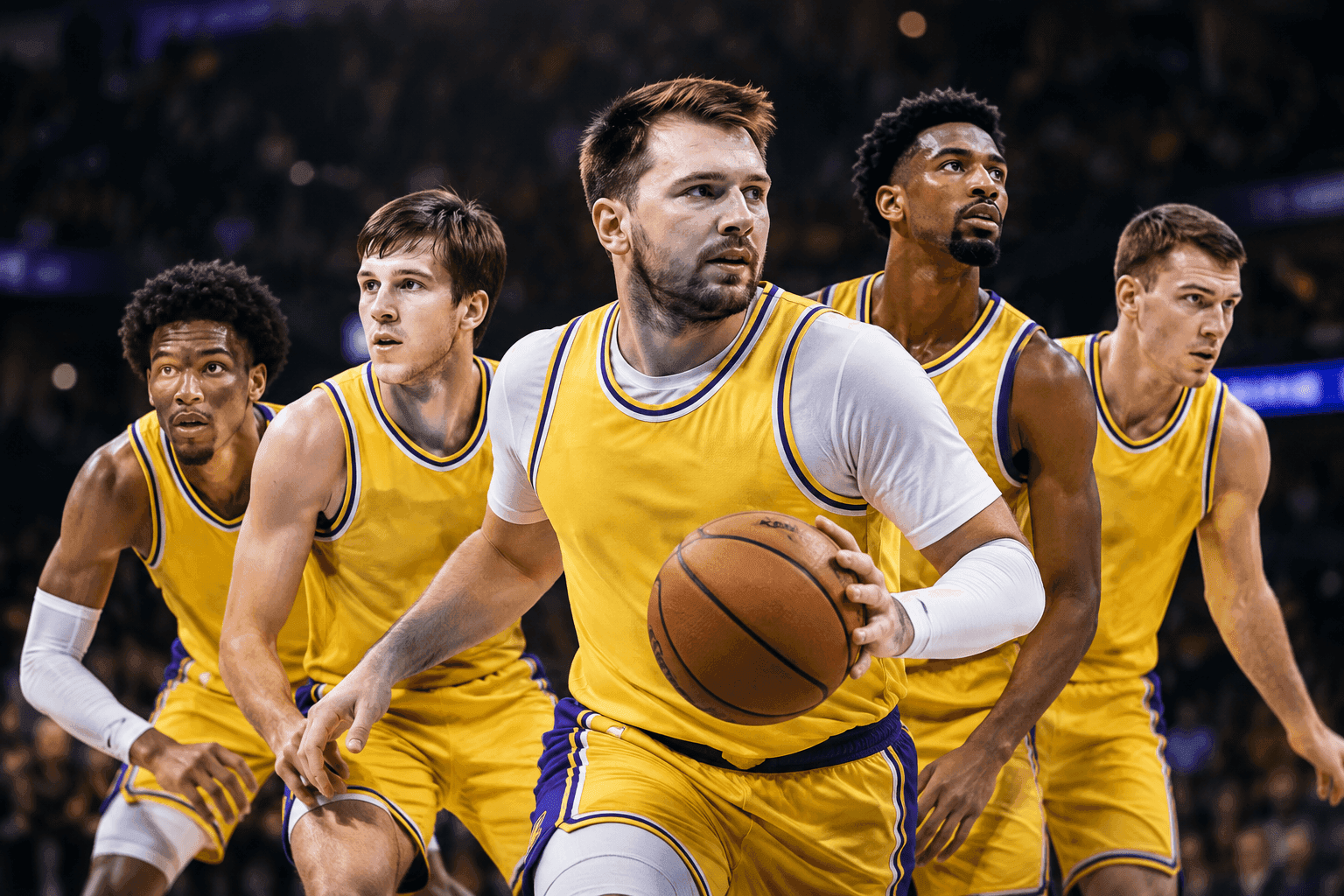 Editorial sports image for Lakers Roll Out Defense-Heavy Starting Five to Protect Luka Doncic's Usage Rate